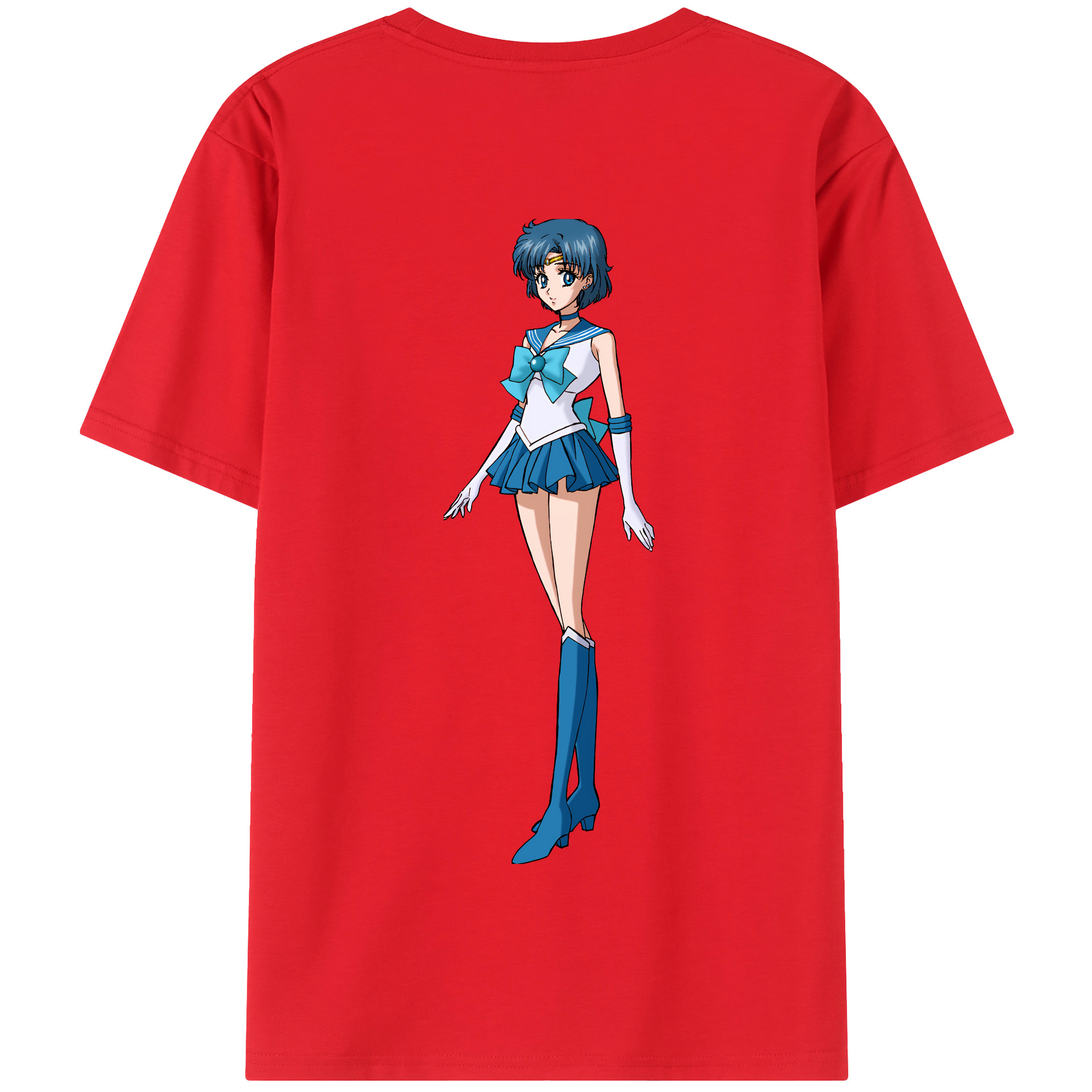 （画像用） 美少女戦士セーラームーン 水野 亜美 みずの あみ Sailor Moon Mizuno Ami 綿100％半袖Tシャツ（背面プリント）