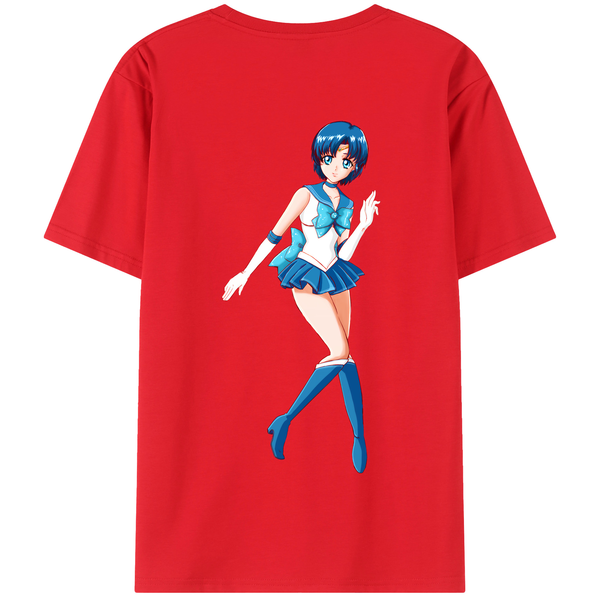 （画像用） 美少女戦士セーラームーン 水野 亜美 みずの あみ Sailor Moon Mizuno Ami 綿100％半袖Tシャツ（背面プリント）