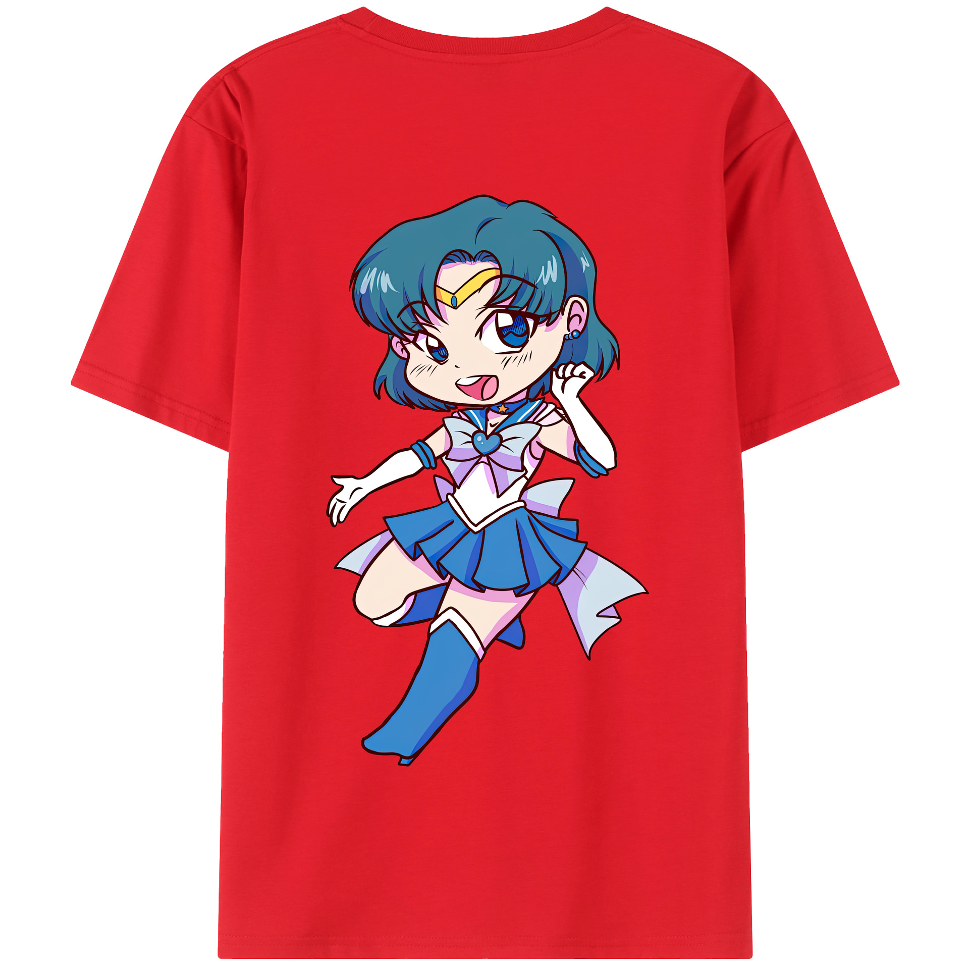 （画像用） 美少女戦士セーラームーン 水野 亜美 みずの あみ Sailor Moon Mizuno Ami 綿100％半袖Tシャツ（背面プリント）