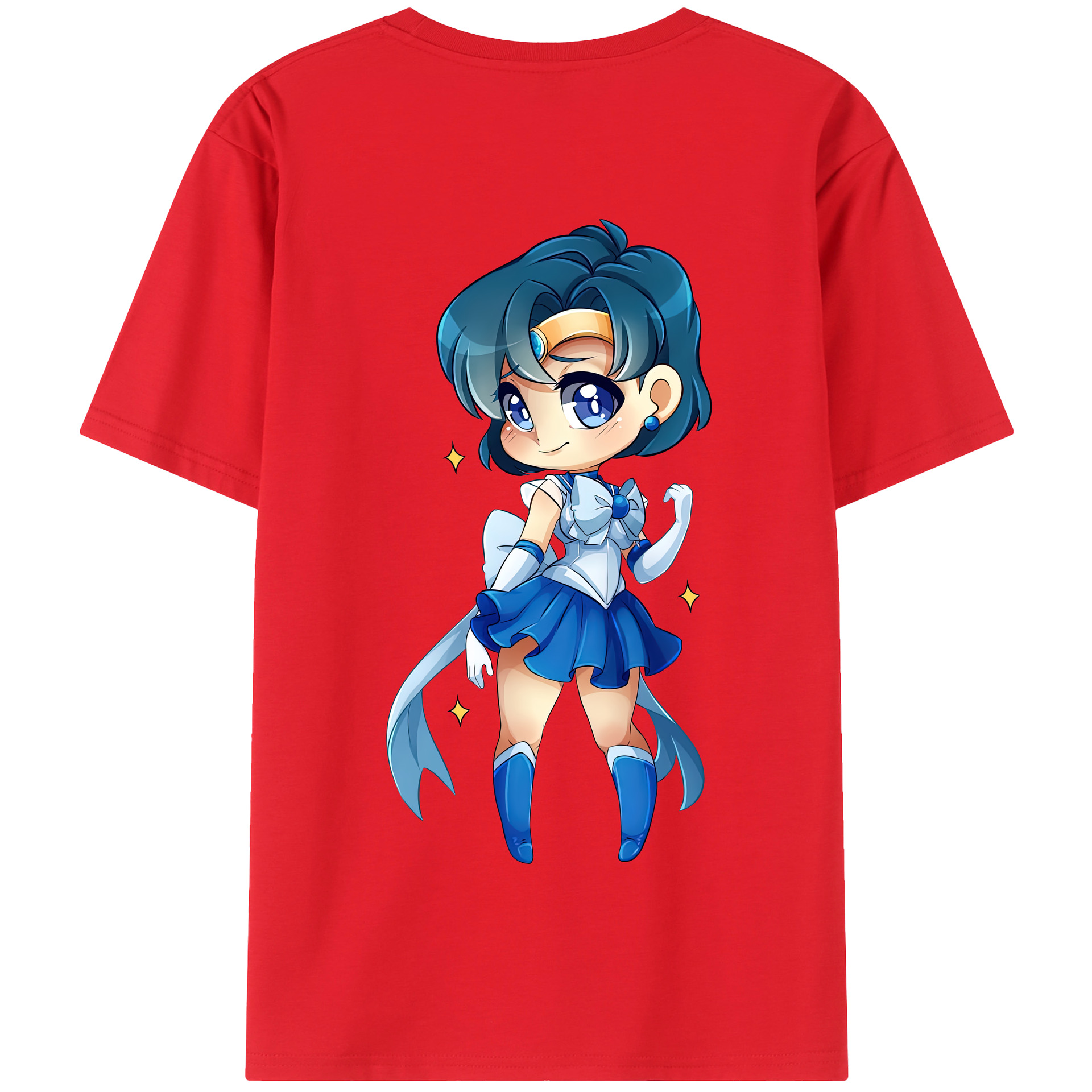 （画像用） 美少女戦士セーラームーン 水野 亜美 みずの あみ Sailor Moon Mizuno Ami 綿100％半袖Tシャツ（背面プリント）