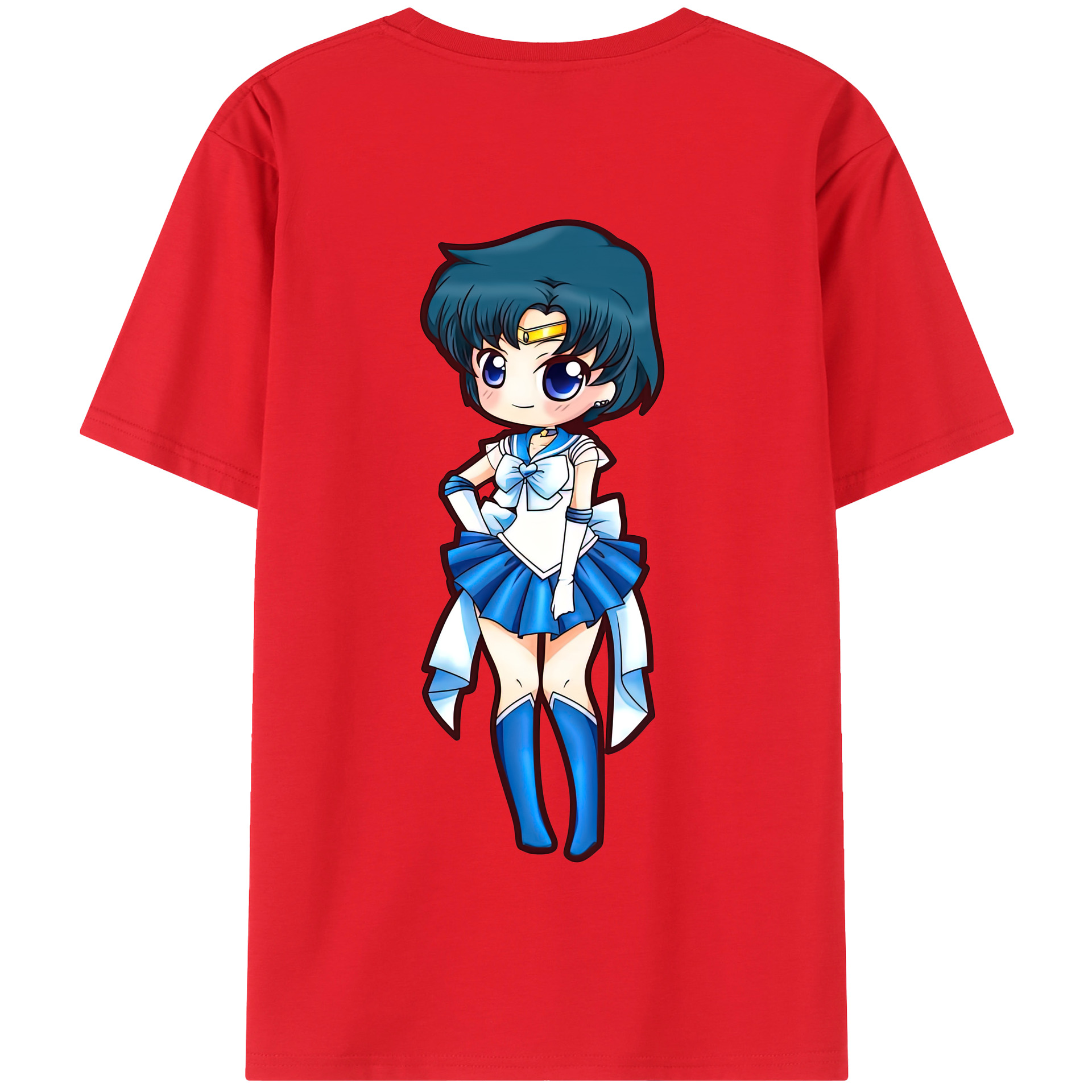 （画像用） 美少女戦士セーラームーン 水野 亜美 みずの あみ Sailor Moon Mizuno Ami 綿100％半袖Tシャツ（背面プリント）