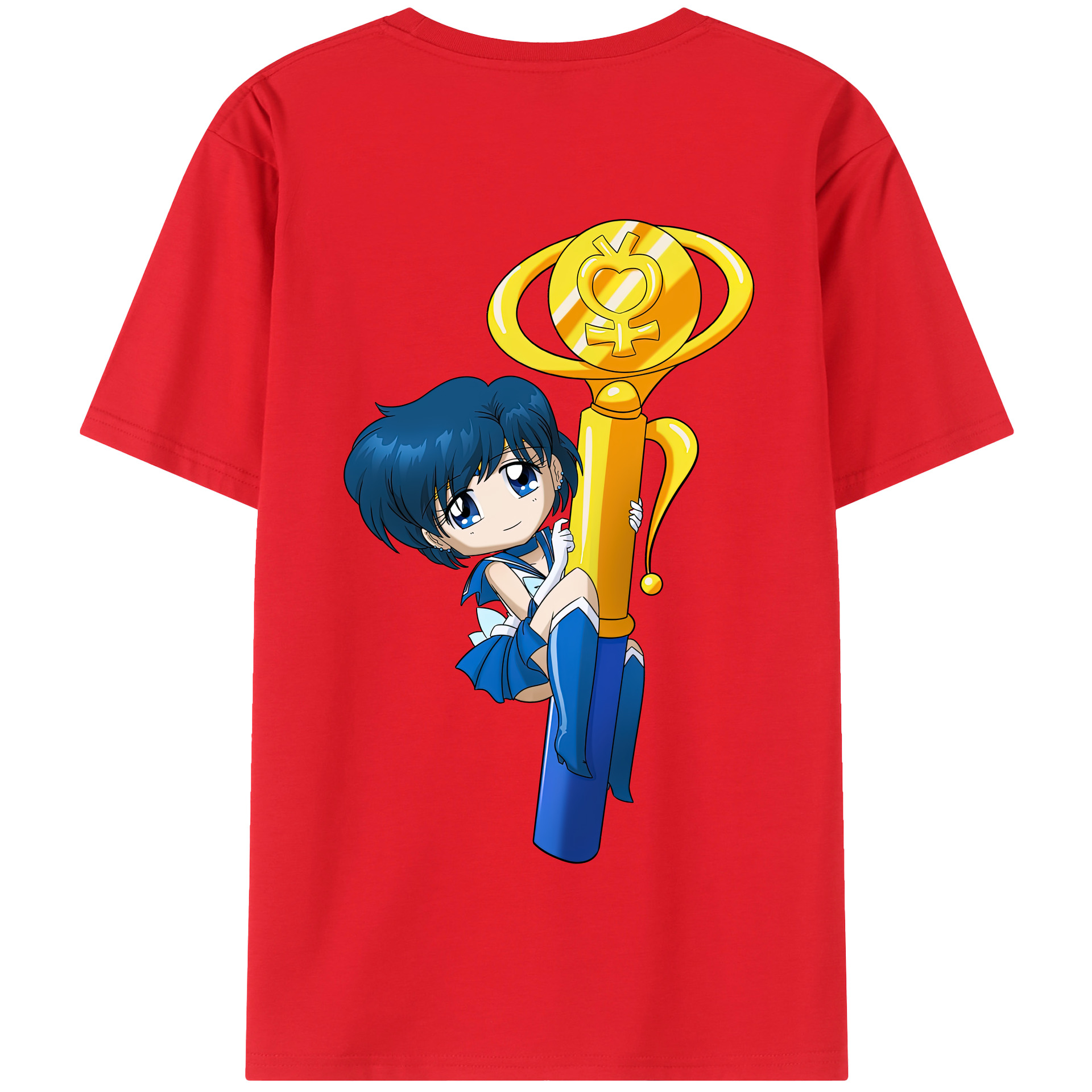 （画像用） 美少女戦士セーラームーン 水野 亜美 みずの あみ Sailor Moon Mizuno Ami 綿100％半袖Tシャツ（背面プリント）