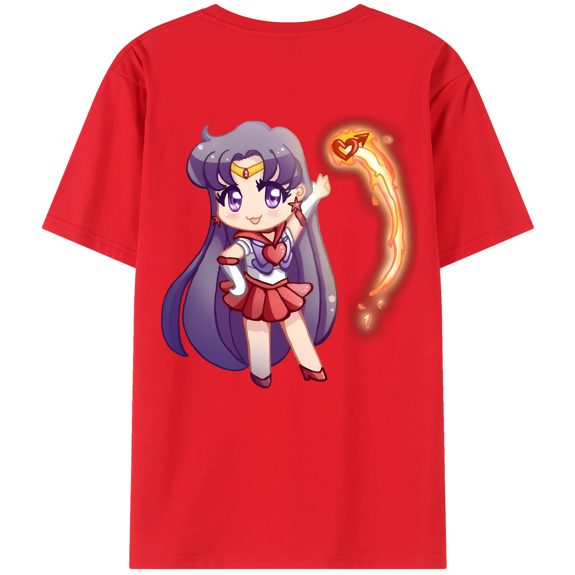 （画像用） 美少女戦士セーラームーン 火野レイ ひの レイ Sailor Moon Hino Rei （セーラーマーズ,Sailor Mars） 綿100％半袖Tシャツ（背面プリント）