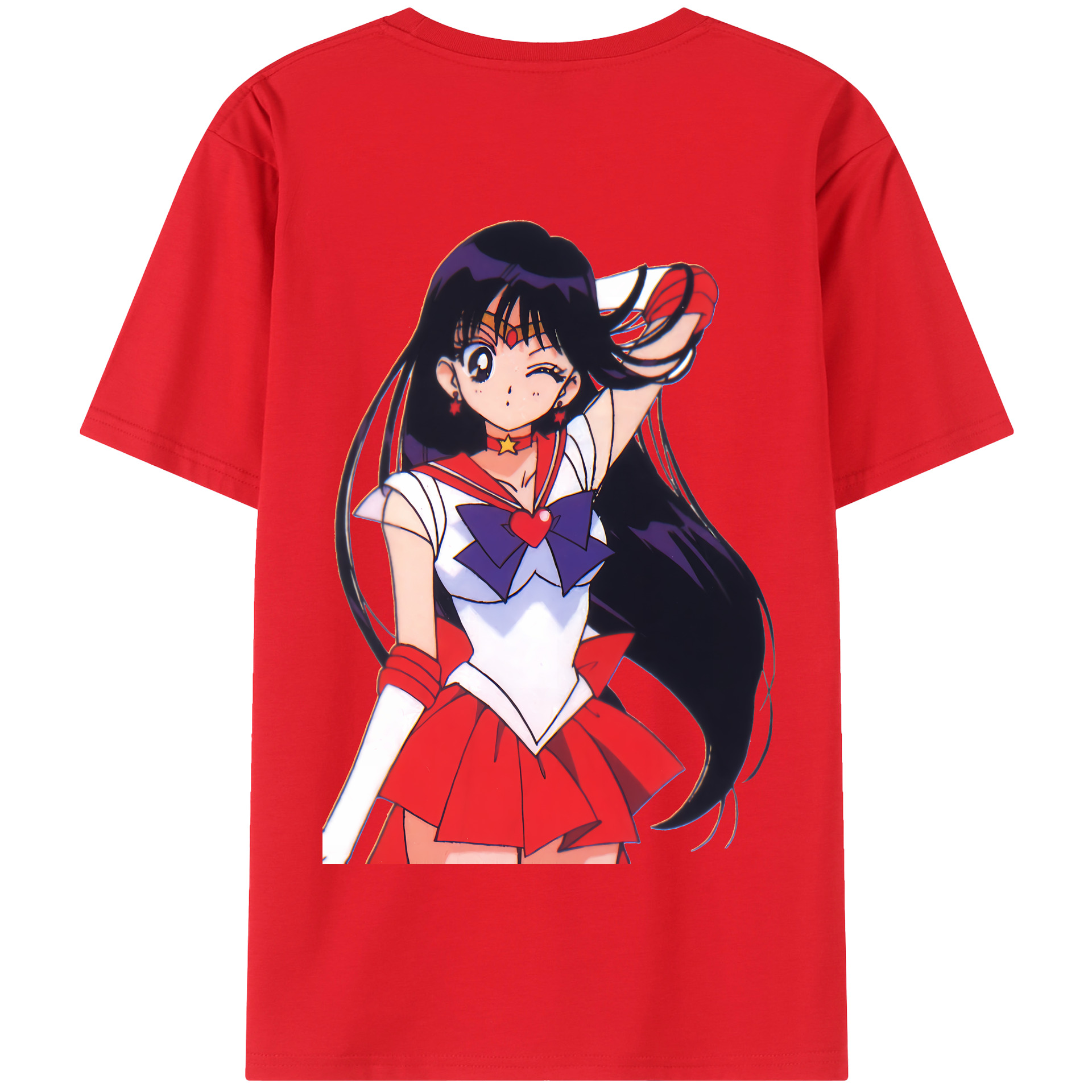 （画像用） 美少女戦士セーラームーン 火野レイ ひの レイ Sailor Moon Hino Rei （セーラーマーズ,Sailor Mars） 綿100％半袖Tシャツ（背面プリント）