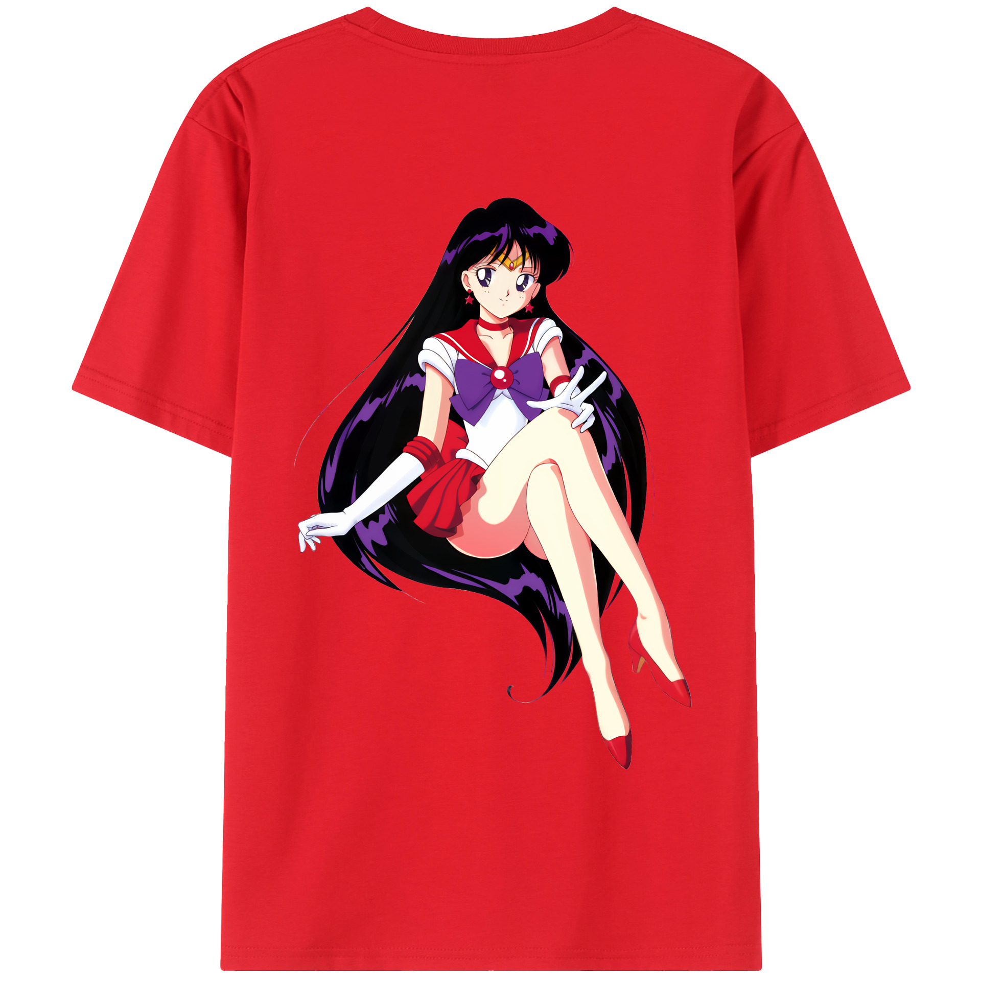 （画像用） 美少女戦士セーラームーン 火野レイ ひの レイ Sailor Moon Hino Rei （セーラーマーズ,Sailor Mars） 綿100％半袖Tシャツ（背面プリント）