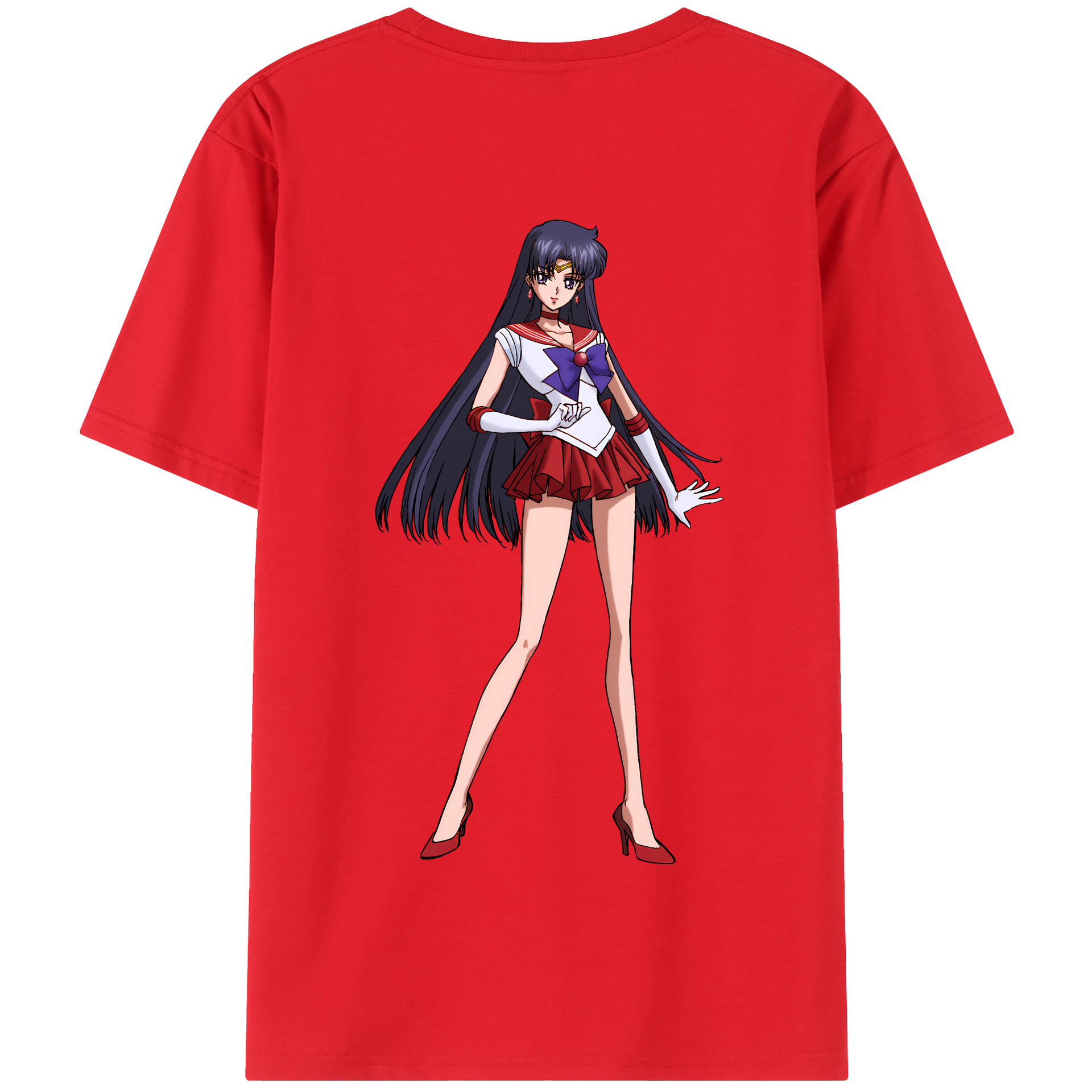（画像用） 美少女戦士セーラームーン 火野レイ ひの レイ Sailor Moon Hino Rei （セーラーマーズ,Sailor Mars） 綿100％半袖Tシャツ（背面プリント）