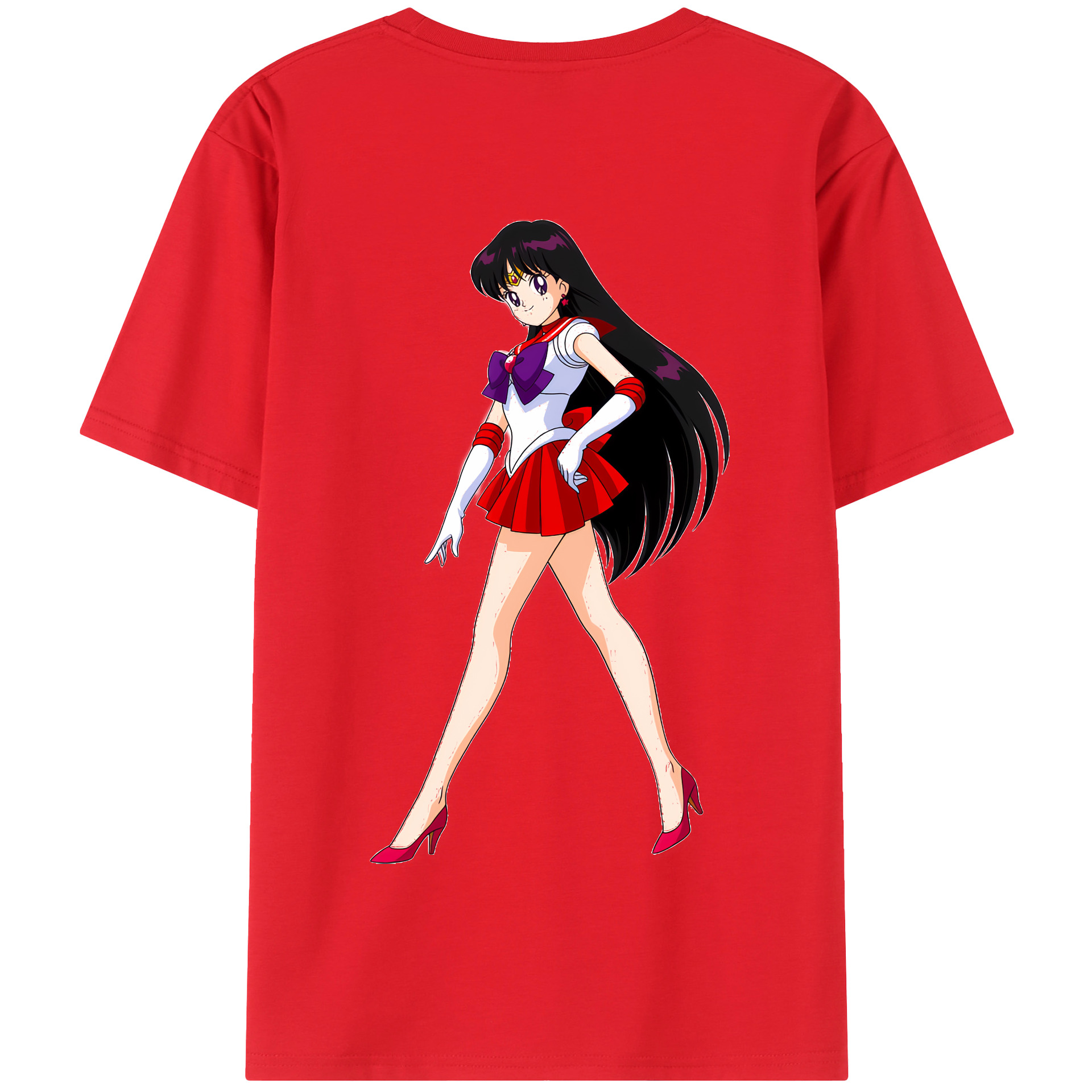 （画像用） 美少女戦士セーラームーン 火野レイ ひの レイ Sailor Moon Hino Rei （セーラーマーズ,Sailor Mars） 綿100％半袖Tシャツ（背面プリント）