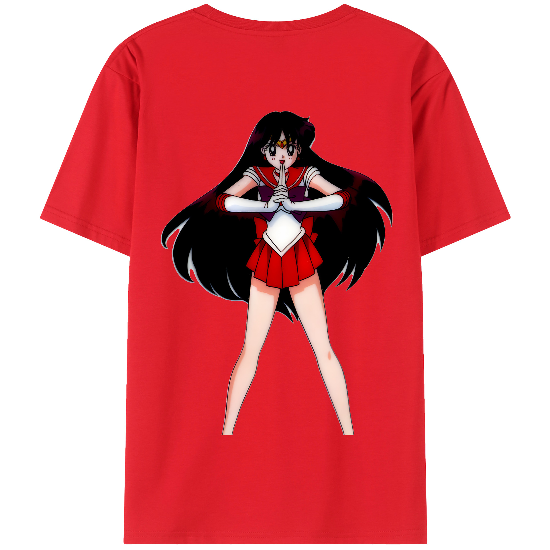 （画像用） 美少女戦士セーラームーン 火野レイ ひの レイ Sailor Moon Hino Rei （セーラーマーズ,Sailor Mars） 綿100％半袖Tシャツ（背面プリント）