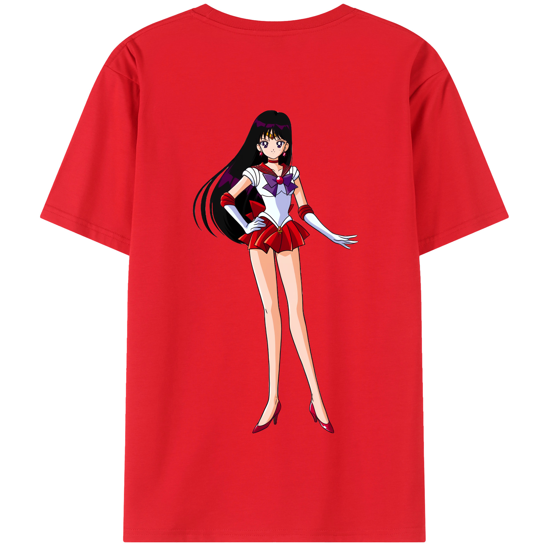 （画像用） 美少女戦士セーラームーン 火野レイ ひの レイ Sailor Moon Hino Rei （セーラーマーズ,Sailor Mars） 綿100％半袖Tシャツ（背面プリント）