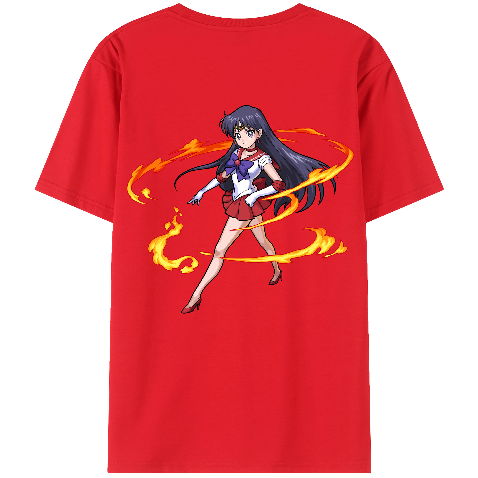（画像用） 美少女戦士セーラームーン 火野レイ ひの レイ Sailor Moon Hino Rei （セーラーマーズ,Sailor Mars） 綿100％半袖Tシャツ（背面プリント）