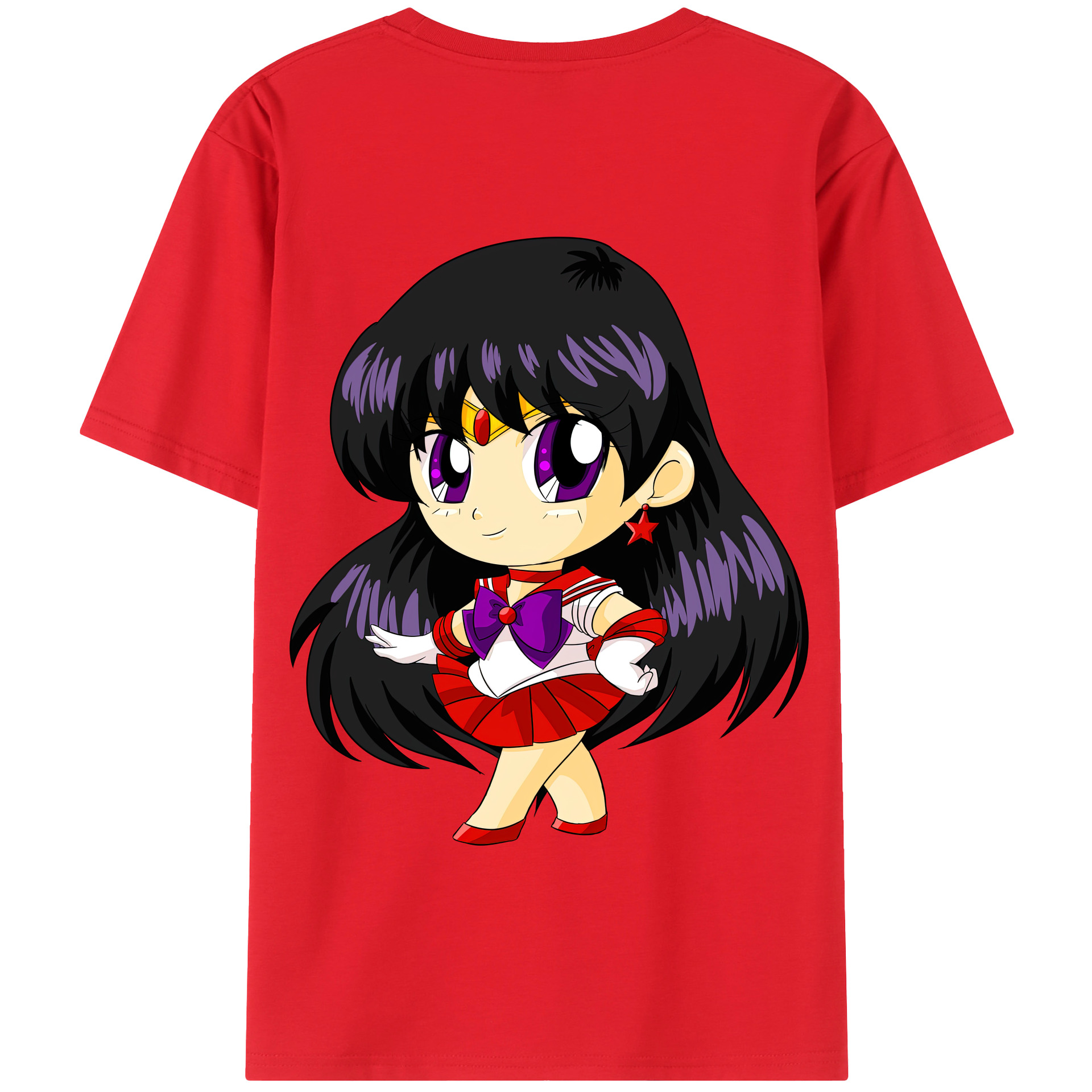 （画像用） 美少女戦士セーラームーン 火野レイ ひの レイ Sailor Moon Hino Rei （セーラーマーズ,Sailor Mars） 綿100％半袖Tシャツ（背面プリント）