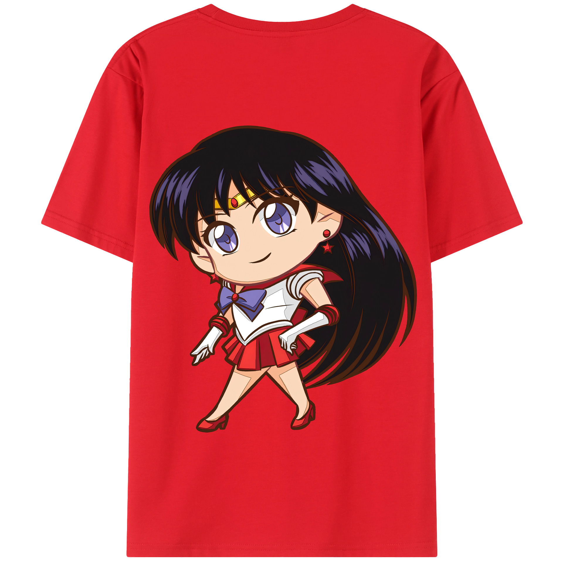 （画像用） 美少女戦士セーラームーン 火野レイ ひの レイ Sailor Moon Hino Rei （セーラーマーズ,Sailor Mars） 綿100％半袖Tシャツ（背面プリント）