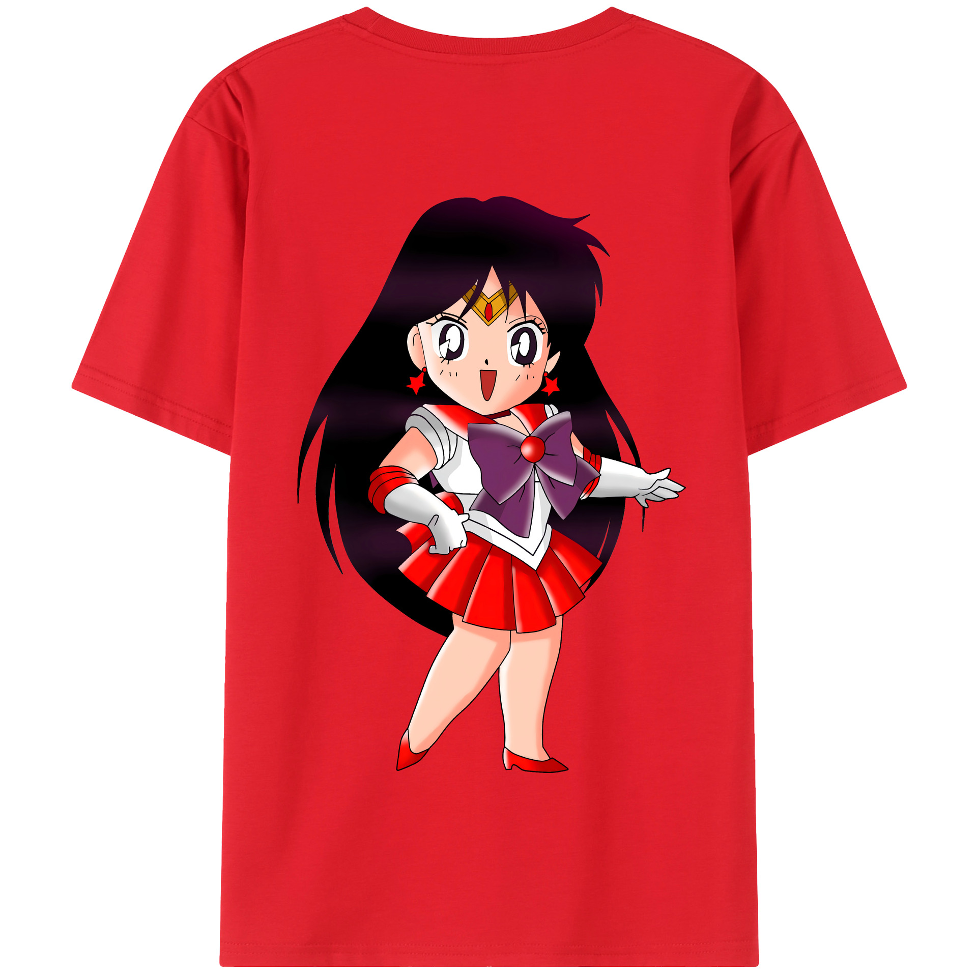 （画像用） 美少女戦士セーラームーン 火野レイ ひの レイ Sailor Moon Hino Rei （セーラーマーズ,Sailor Mars） 綿100％半袖Tシャツ（背面プリント）