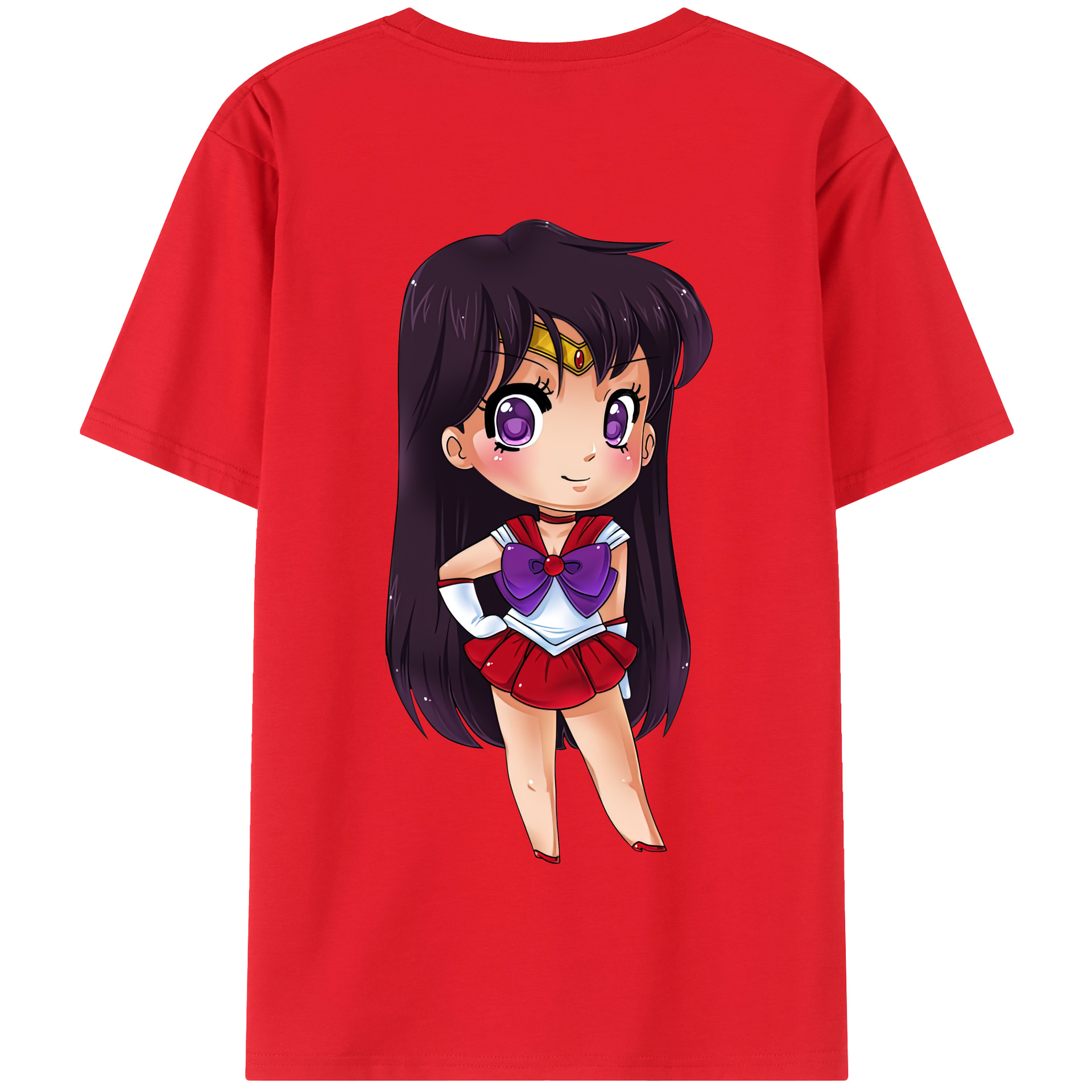 （画像用） 美少女戦士セーラームーン 火野レイ ひの レイ Sailor Moon Hino Rei （セーラーマーズ,Sailor Mars） 綿100％半袖Tシャツ（背面プリント）