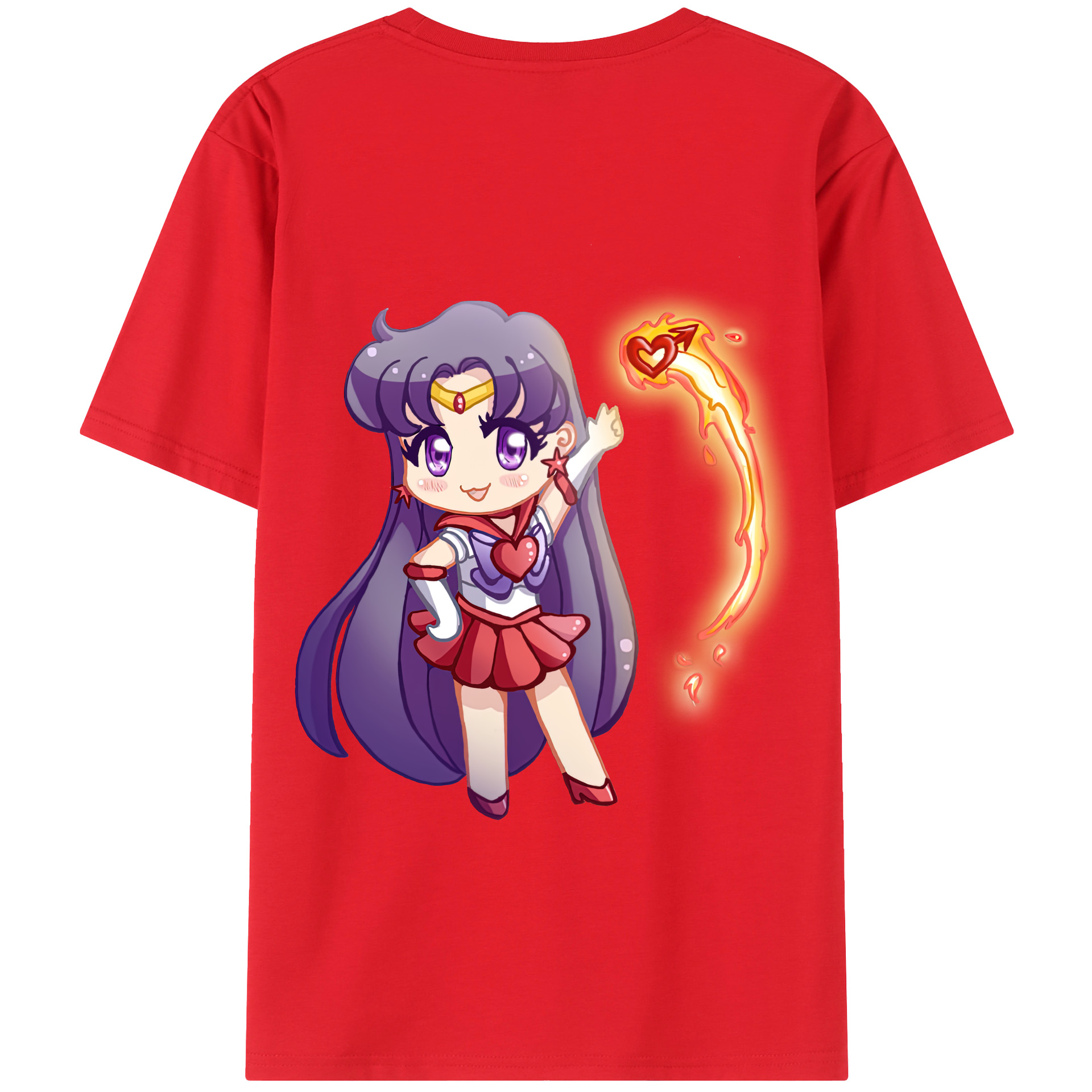 （画像用） 美少女戦士セーラームーン 火野レイ ひの レイ Sailor Moon Hino Rei （セーラーマーズ,Sailor Mars） 綿100％半袖Tシャツ（背面プリント）