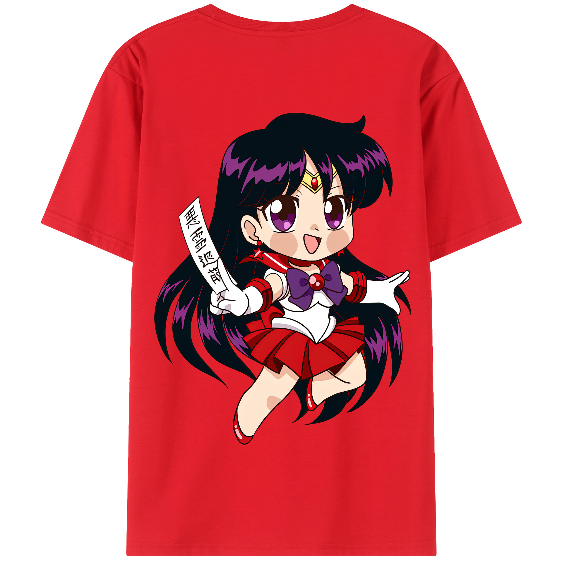 （画像用） 美少女戦士セーラームーン 火野レイ ひの レイ Sailor Moon Hino Rei （セーラーマーズ,Sailor Mars） 綿100％半袖Tシャツ（背面プリント）