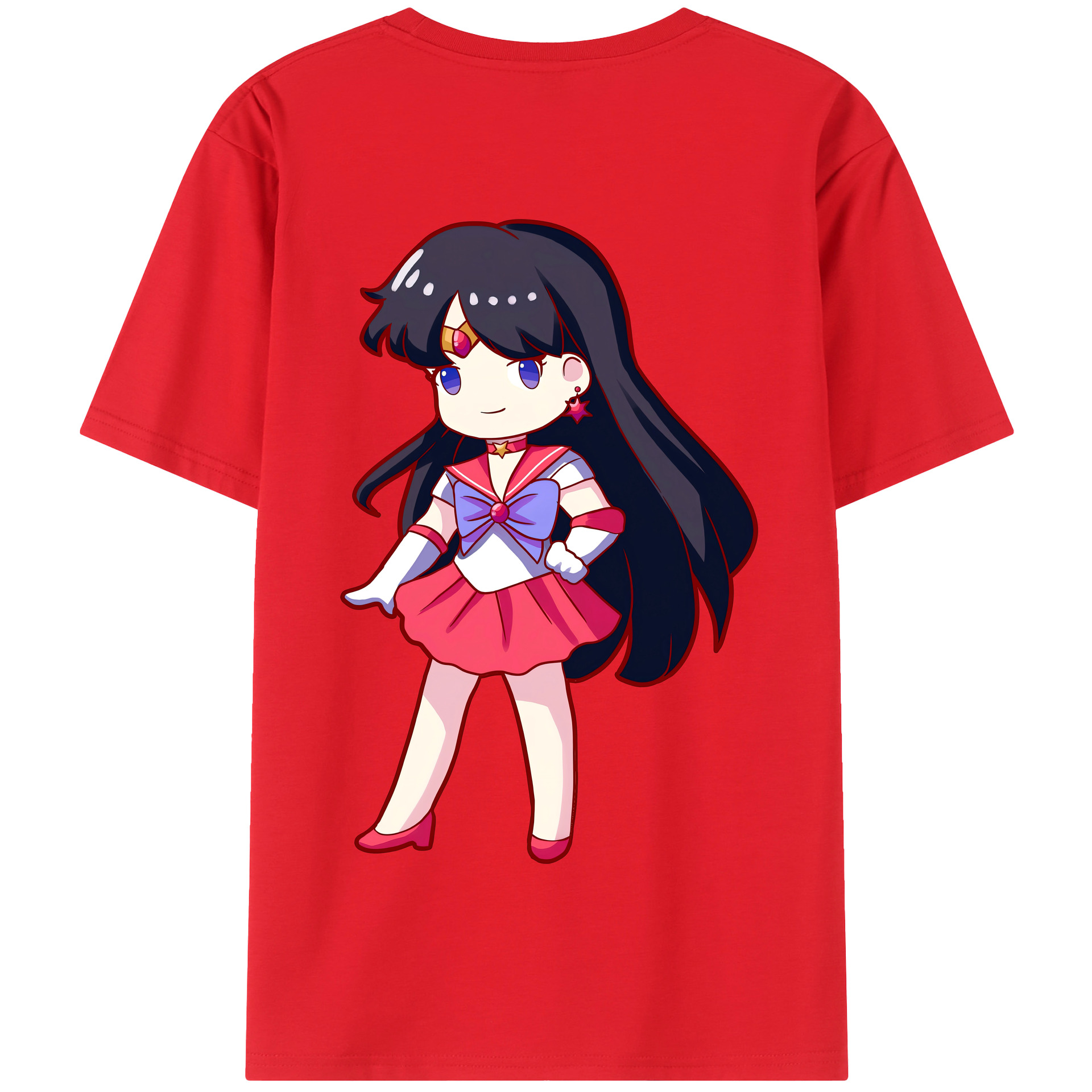 （画像用） 美少女戦士セーラームーン 火野レイ ひの レイ Sailor Moon Hino Rei （セーラーマーズ,Sailor Mars） 綿100％半袖Tシャツ（背面プリント）