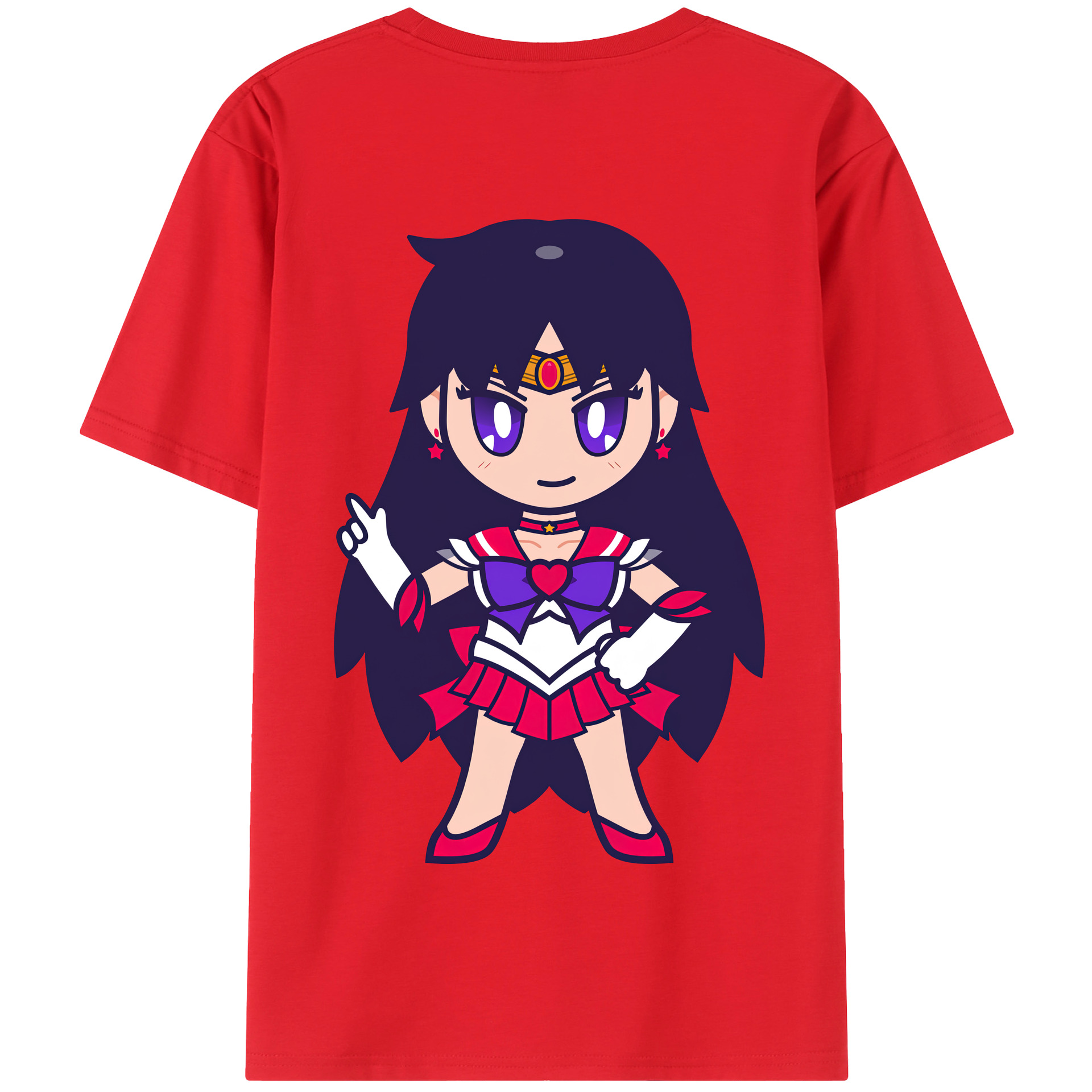 （画像用） 美少女戦士セーラームーン 火野レイ ひの レイ Sailor Moon Hino Rei （セーラーマーズ,Sailor Mars） 綿100％半袖Tシャツ（背面プリント）