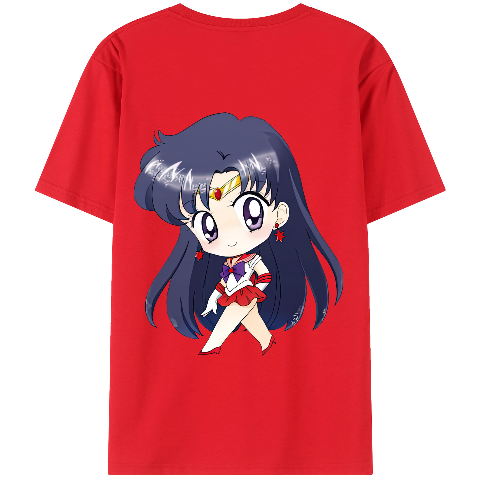 （画像用） 美少女戦士セーラームーン 火野レイ ひの レイ Sailor Moon Hino Rei （セーラーマーズ,Sailor Mars） 綿100％半袖Tシャツ（背面プリント）