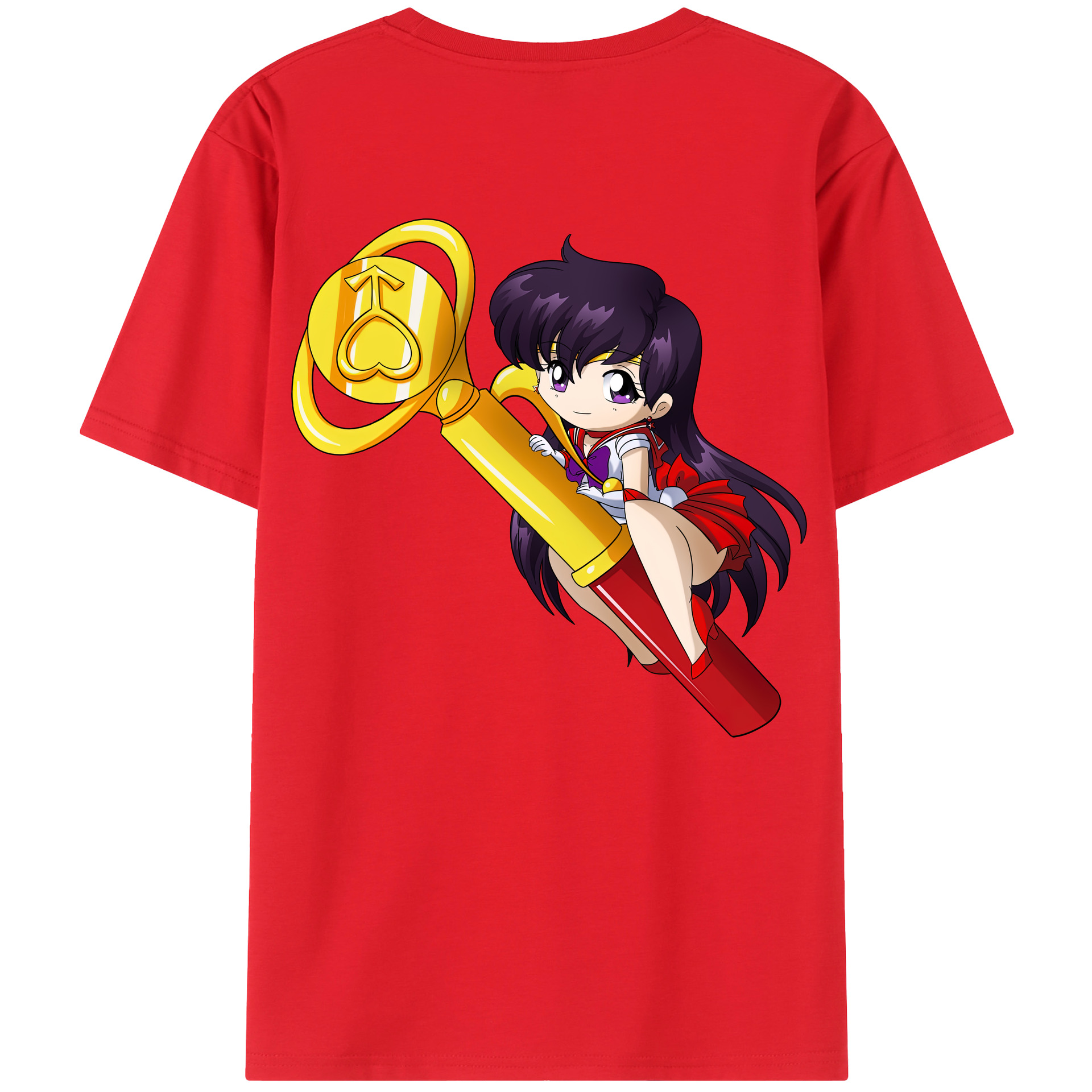 （画像用） 美少女戦士セーラームーン 火野レイ ひの レイ Sailor Moon Hino Rei （セーラーマーズ,Sailor Mars） 綿100％半袖Tシャツ（背面プリント）
