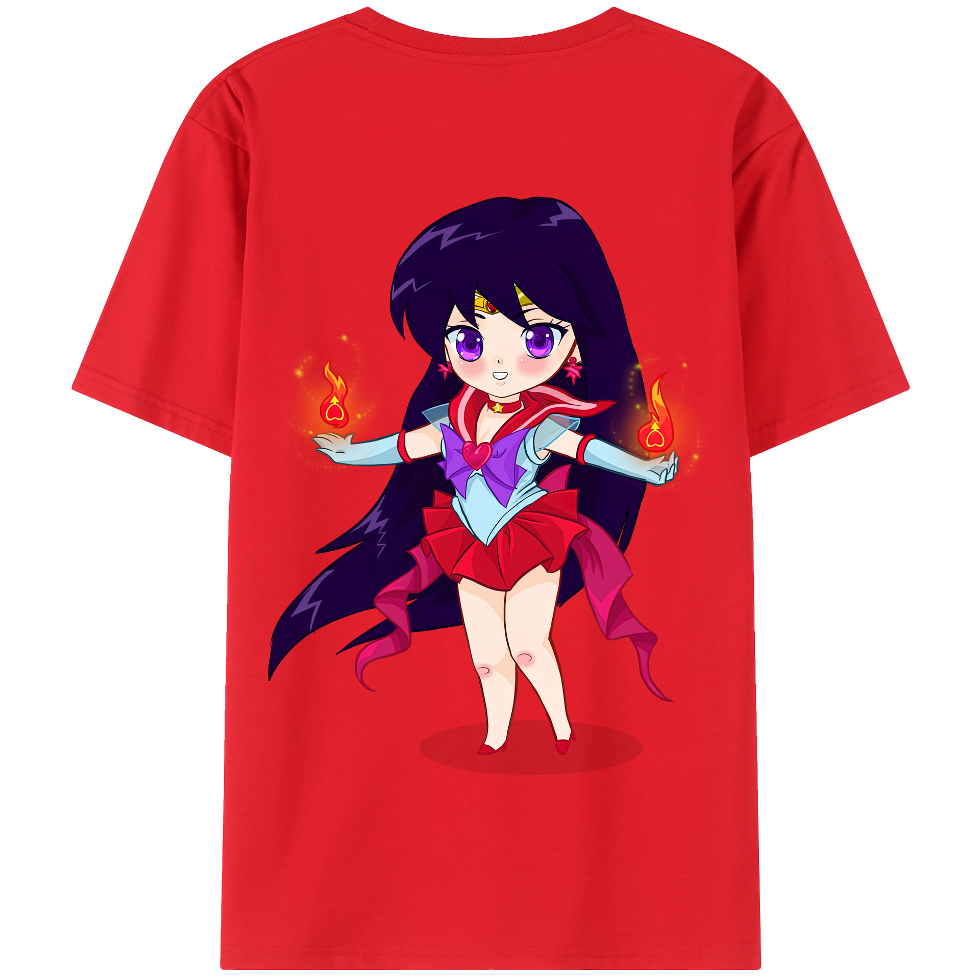 （画像用） 美少女戦士セーラームーン 火野レイ ひの レイ Sailor Moon Hino Rei （セーラーマーズ,Sailor Mars） 綿100％半袖Tシャツ（背面プリント）