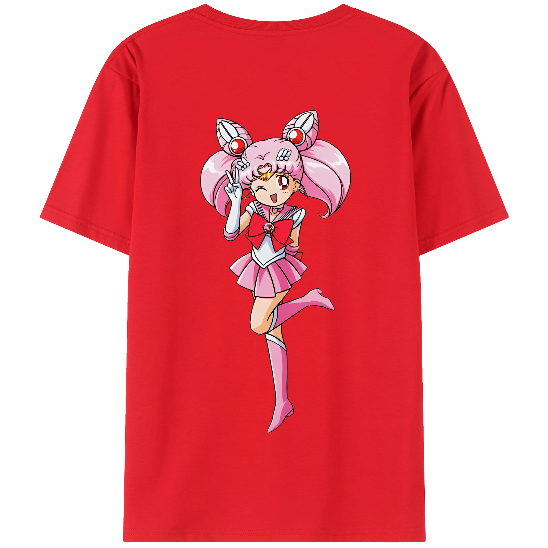 （画像用） 美少女戦士セーラームーン ちびうさ Sailor Moon Chibiusa Tsukino Usagi Small Lady Serenity 綿100％半袖Tシャツ（背面プリント）
