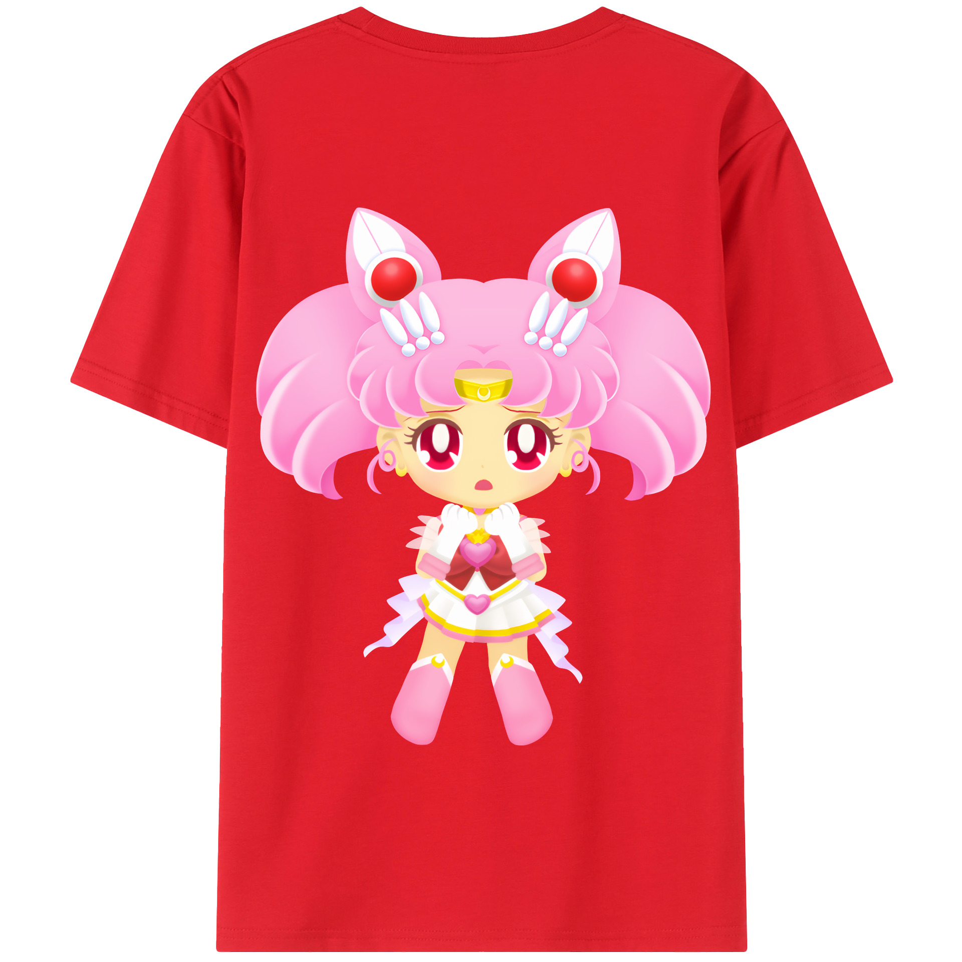 （画像用） 美少女戦士セーラームーン ちびうさ Sailor Moon Chibiusa Tsukino Usagi Small Lady Serenity 綿100％半袖Tシャツ（背面プリント）