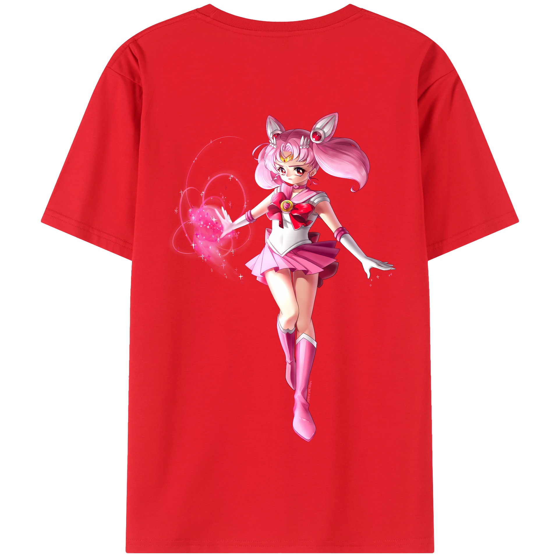 （画像用） 美少女戦士セーラームーン ちびうさ Sailor Moon Chibiusa Tsukino Usagi Small Lady Serenity 綿100％半袖Tシャツ（背面プリント）