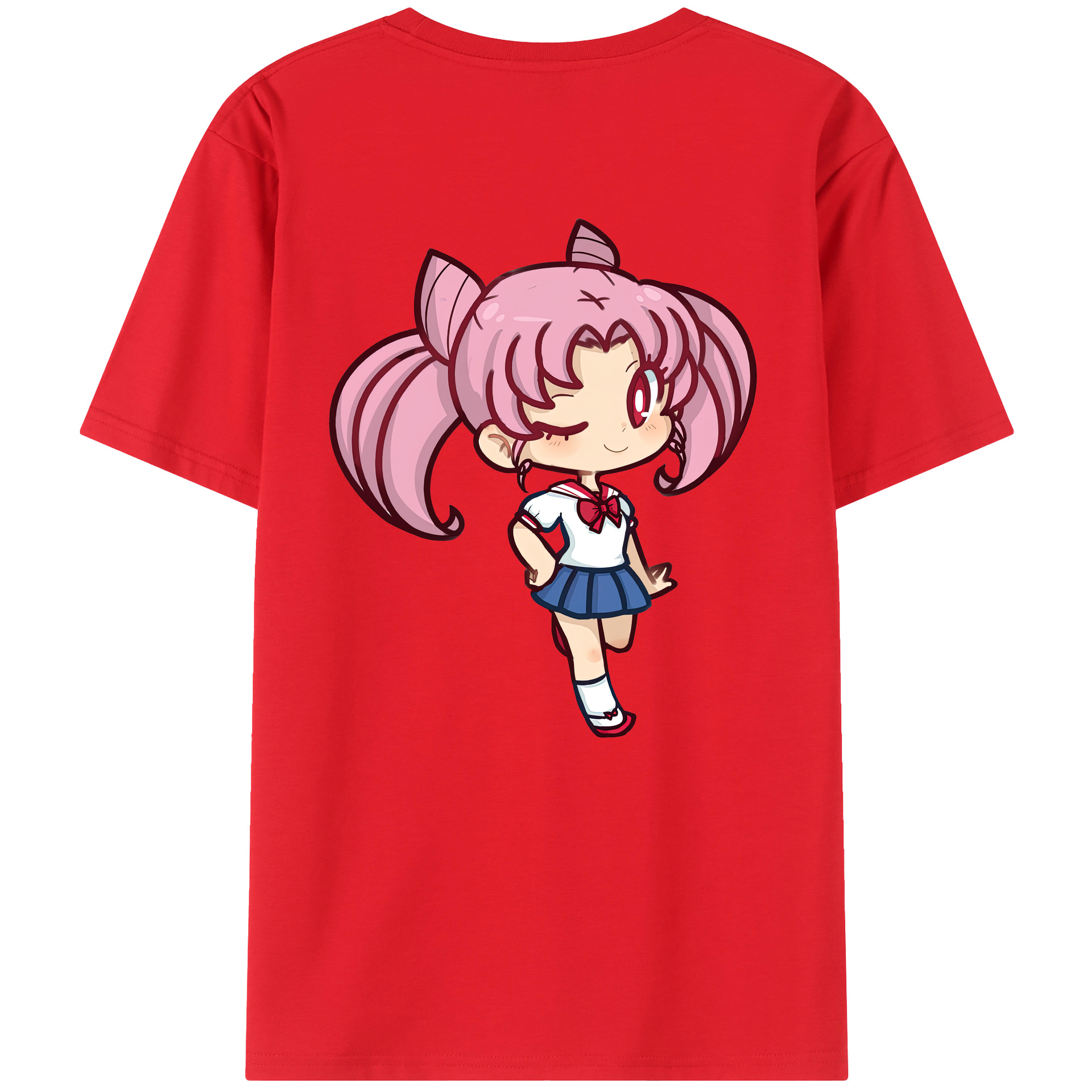 （画像用） 美少女戦士セーラームーン ちびうさ Sailor Moon Chibiusa Tsukino Usagi Small Lady Serenity 綿100％半袖Tシャツ（背面プリント）