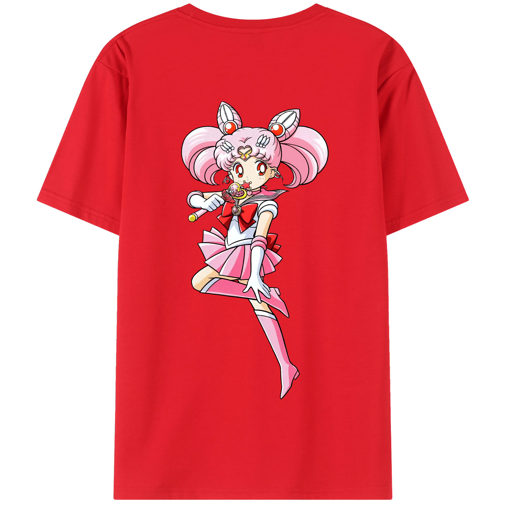 （画像用） 美少女戦士セーラームーン ちびうさ Sailor Moon Chibiusa Tsukino Usagi Small Lady Serenity 綿100％半袖Tシャツ（背面プリント）