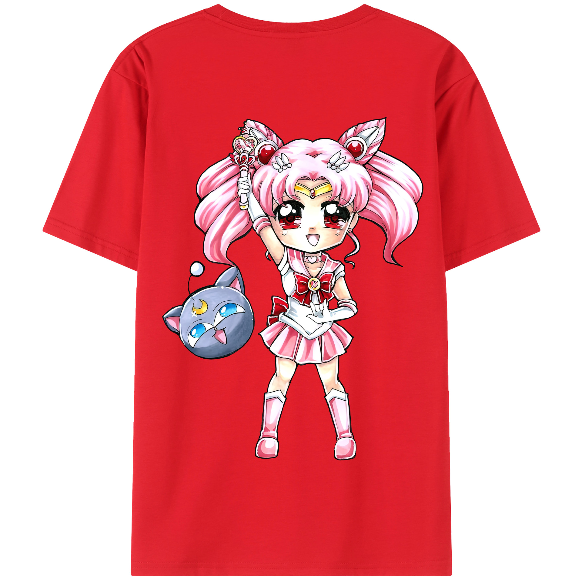 （画像用） 美少女戦士セーラームーン ちびうさ Sailor Moon Chibiusa Tsukino Usagi Small Lady Serenity 綿100％半袖Tシャツ（背面プリント）