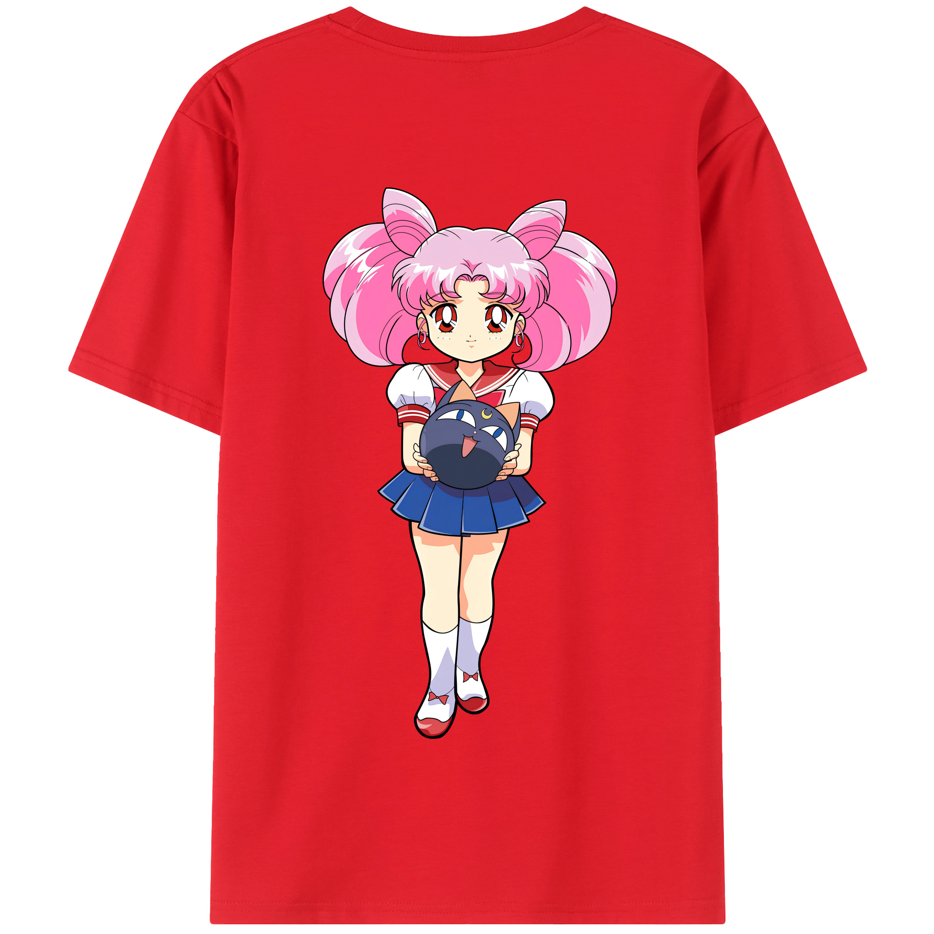 （画像用） 美少女戦士セーラームーン ちびうさ Sailor Moon Chibiusa Tsukino Usagi Small Lady Serenity 綿100％半袖Tシャツ（背面プリント）