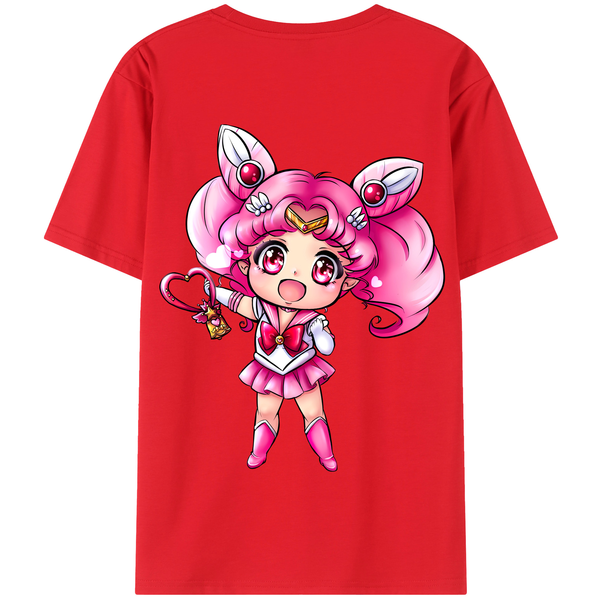 （画像用） 美少女戦士セーラームーン ちびうさ Sailor Moon Chibiusa Tsukino Usagi Small Lady Serenity 綿100％半袖Tシャツ（背面プリント）