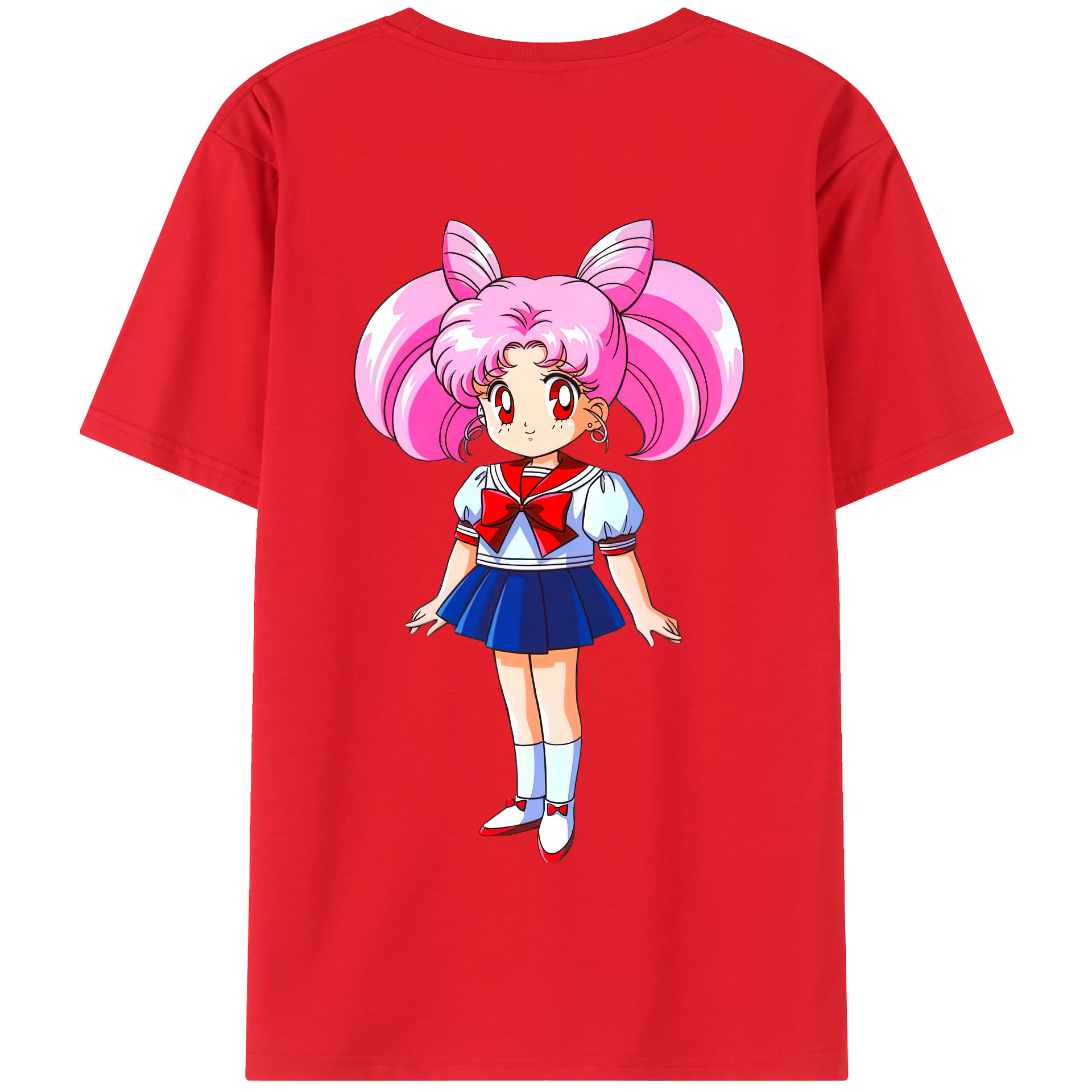 （画像用） 美少女戦士セーラームーン ちびうさ Sailor Moon Chibiusa Tsukino Usagi Small Lady Serenity 綿100％半袖Tシャツ（背面プリント）