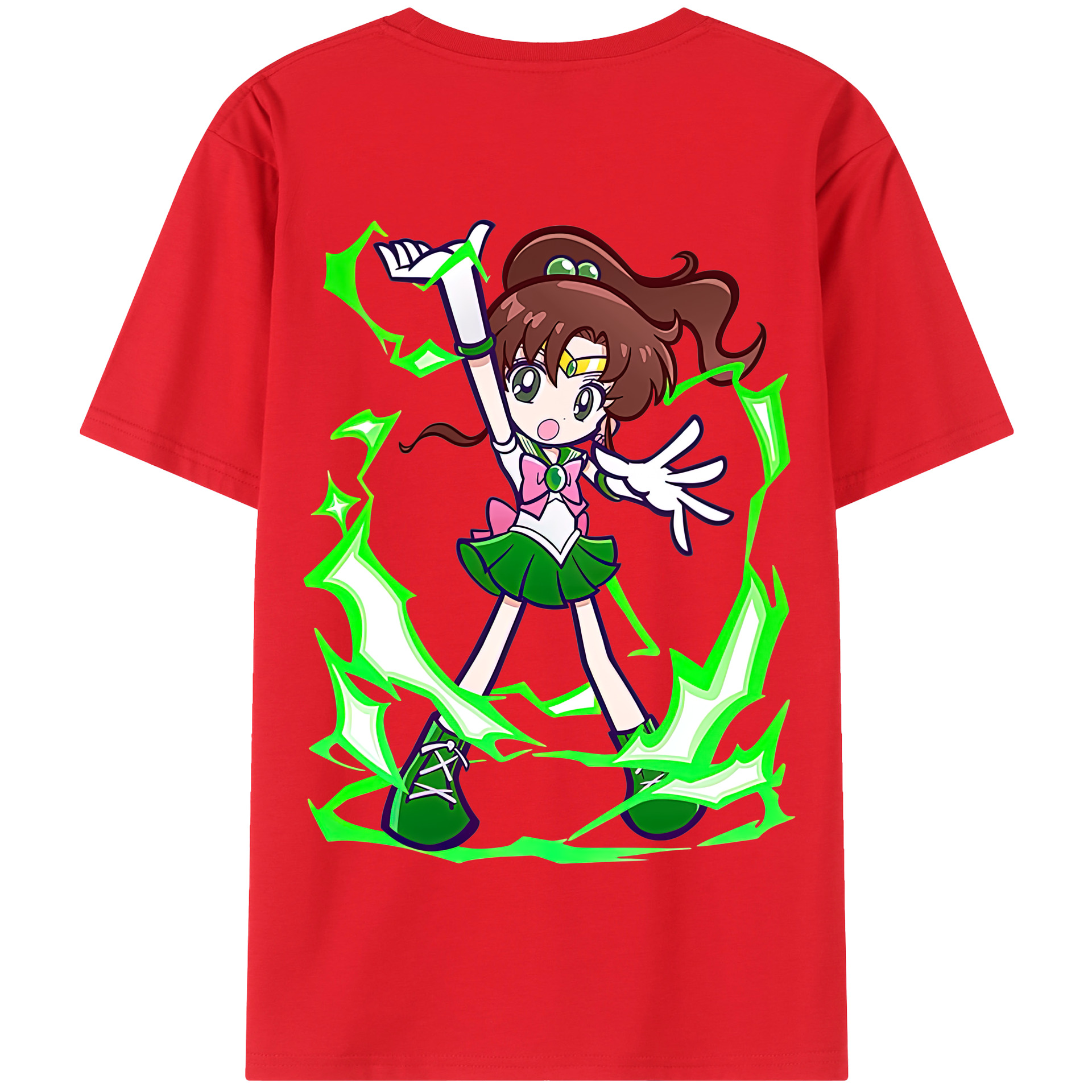 （画像用） 美少女戦士セーラームーン 木野 まこと きの まこと Sailor Moon Kino Makoto （セーラージュピター；Sailor Jupiter） 綿100％半袖Tシャツ（背面プリント）