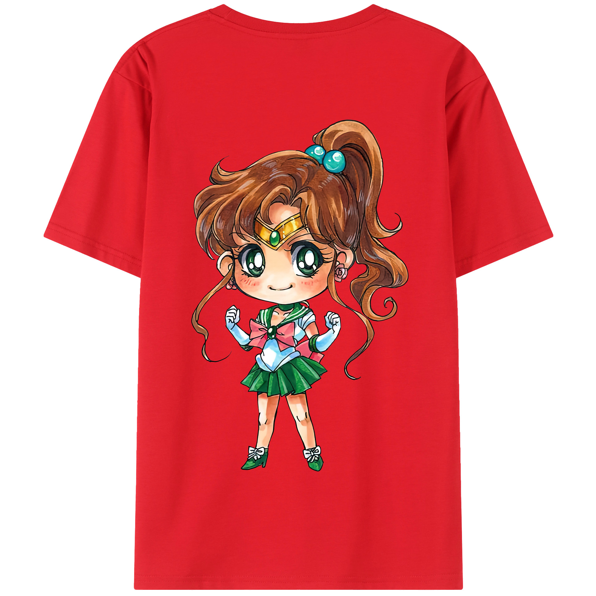 （画像用） 美少女戦士セーラームーン 木野 まこと きの まこと Sailor Moon Kino Makoto （セーラージュピター；Sailor Jupiter） 綿100％半袖Tシャツ（背面プリント）