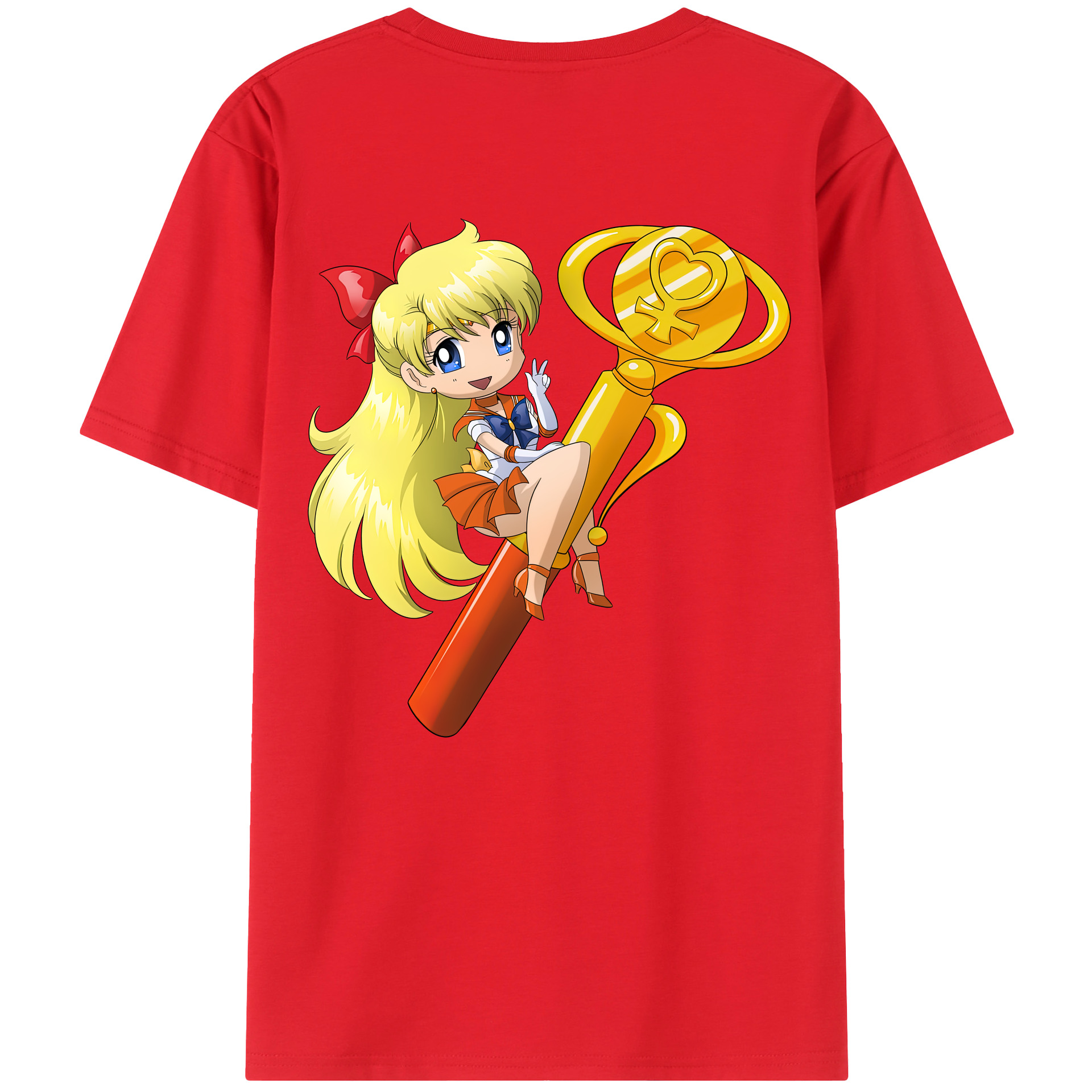 （画像用） 美少女戦士セーラームーン 愛野 美奈子 あいの みなこ Sailor Moon Aino Minako 綿100％半袖Tシャツ（背面プリント）