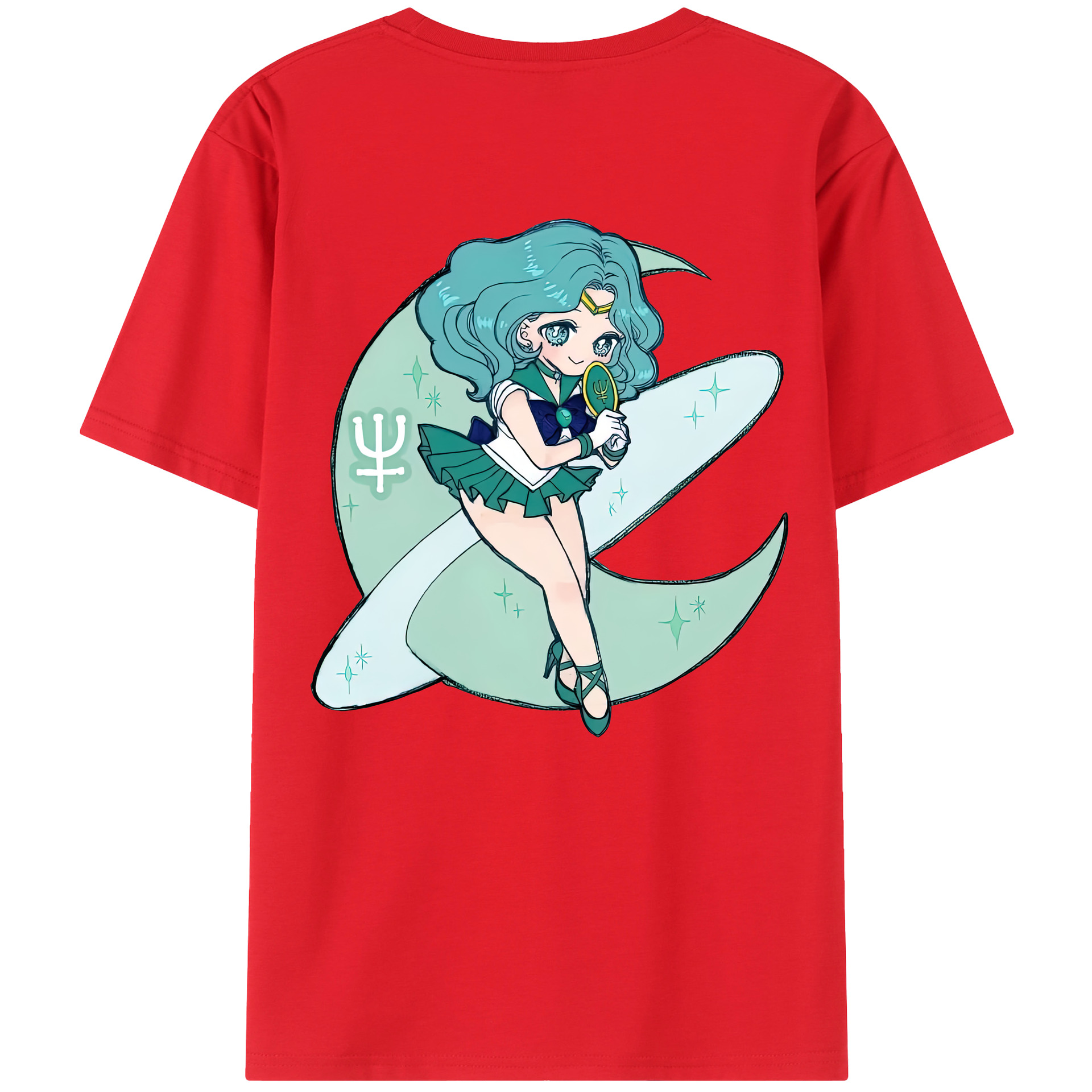 （画像用） 美少女戦士セーラームーン 海王 みちる（かいおう みちる） Sailor Moon Kaiou Michiru 綿100％半袖Tシャツ（背面プリント）