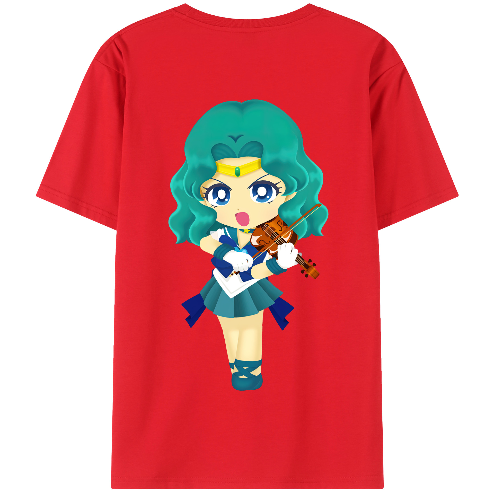 （画像用） 美少女戦士セーラームーン 海王 みちる（かいおう みちる） Sailor Moon Kaiou Michiru 綿100％半袖Tシャツ（背面プリント）