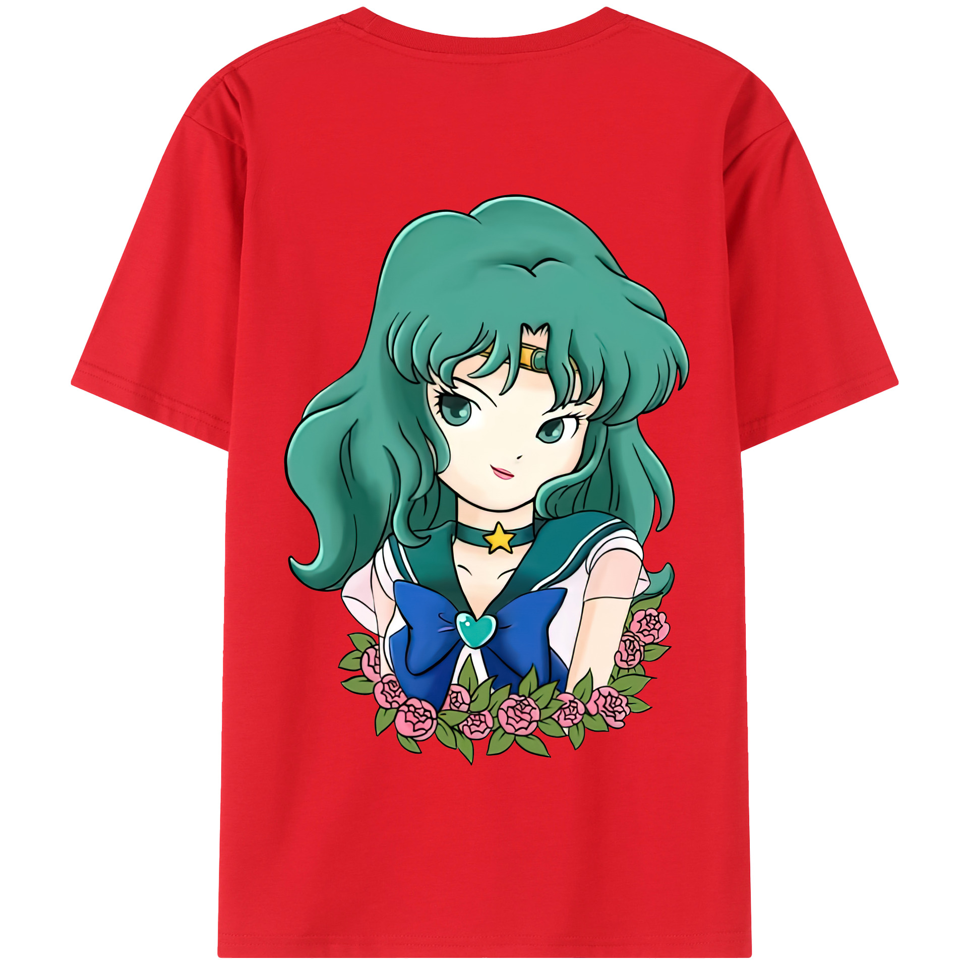 （画像用） 美少女戦士セーラームーン 海王 みちる（かいおう みちる） Sailor Moon Kaiou Michiru 綿100％半袖Tシャツ（背面プリント）