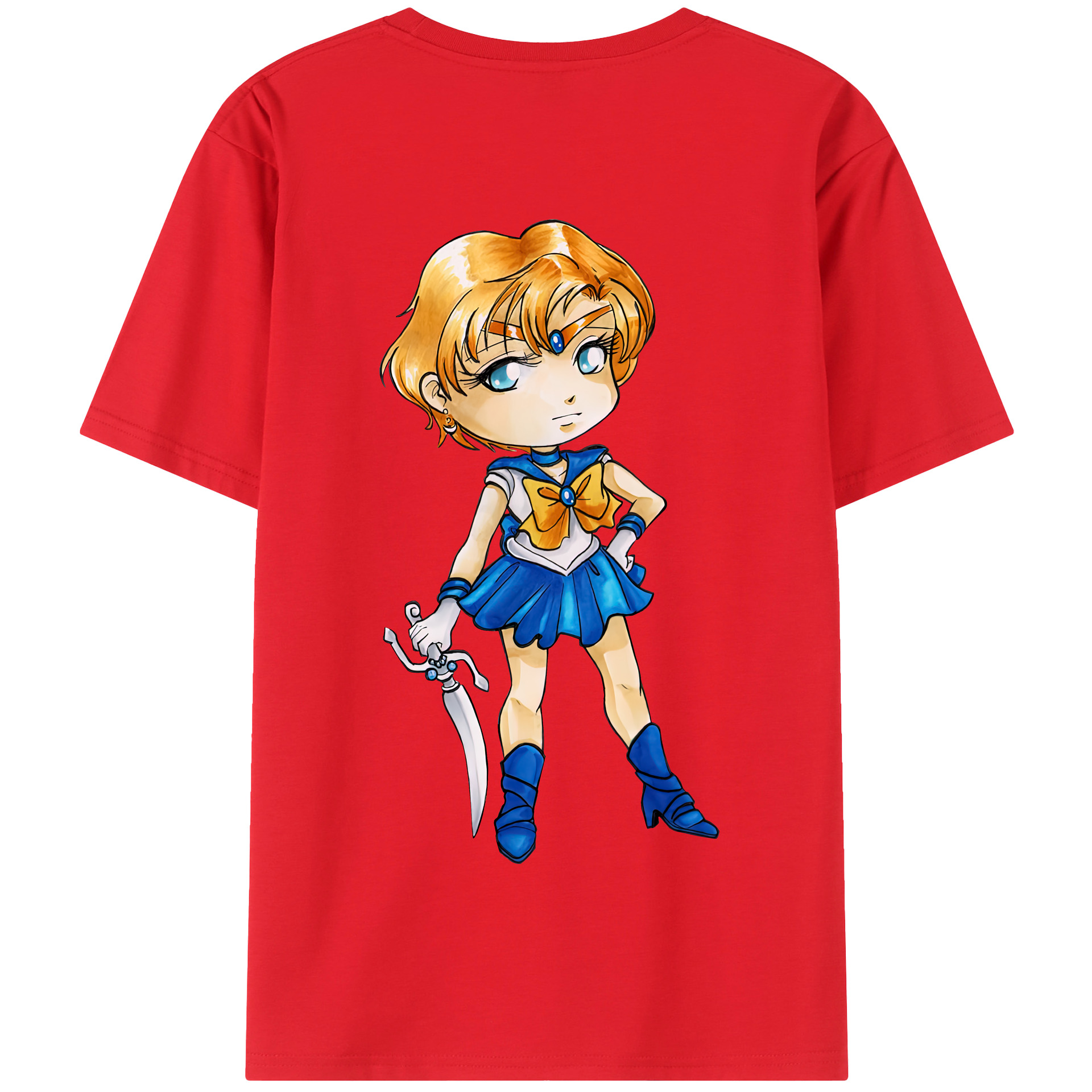 （画像用） 美少女戦士セーラームーン 天王はるか Sailor Moon Tenoh Haruka 綿100％半袖Tシャツ（背面プリント）