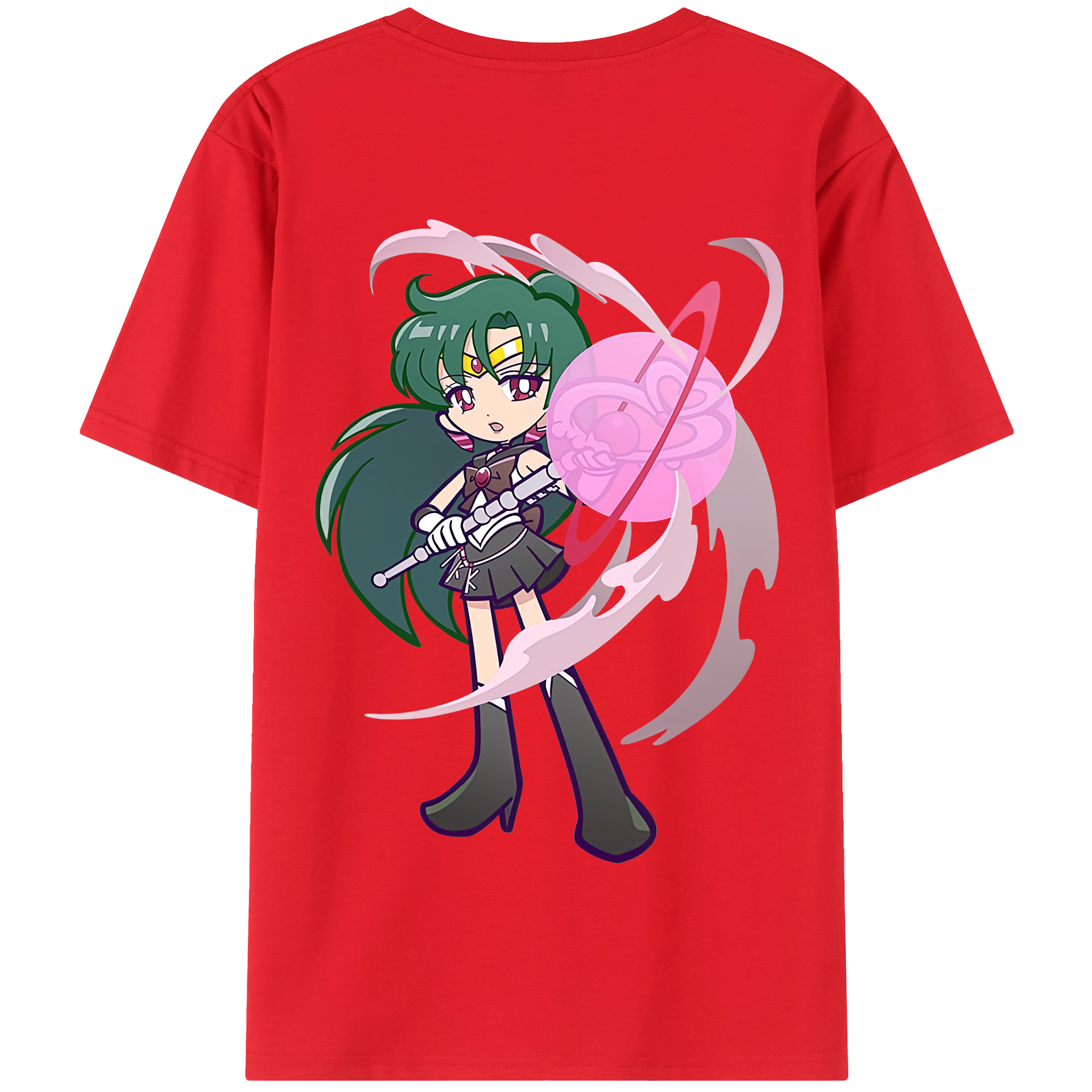 （画像用） 美少女戦士セーラームーン 冥王せつな Sailor Moon Meiou Setsuna 綿100％半袖Tシャツ（背面プリント）
