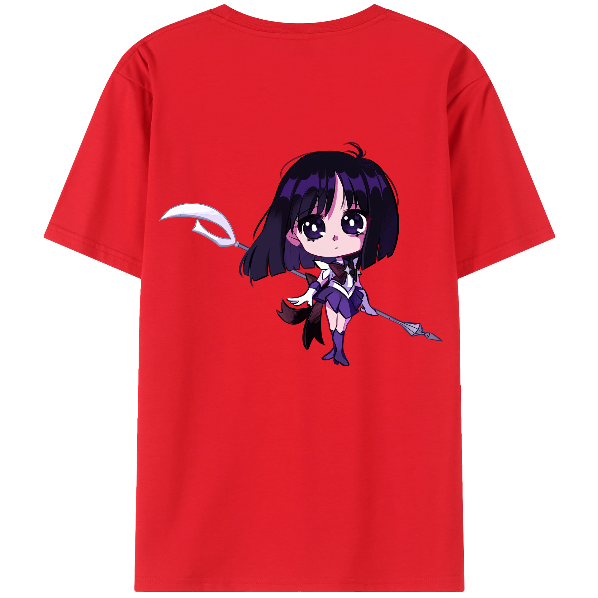（画像用） 美少女戦士セーラームーン 土萠ほたる Sailor Moon Tomoe Hotaru （セーラーサターン；Sailor Saturn） 綿100％半袖Tシャツ（背面プリント）