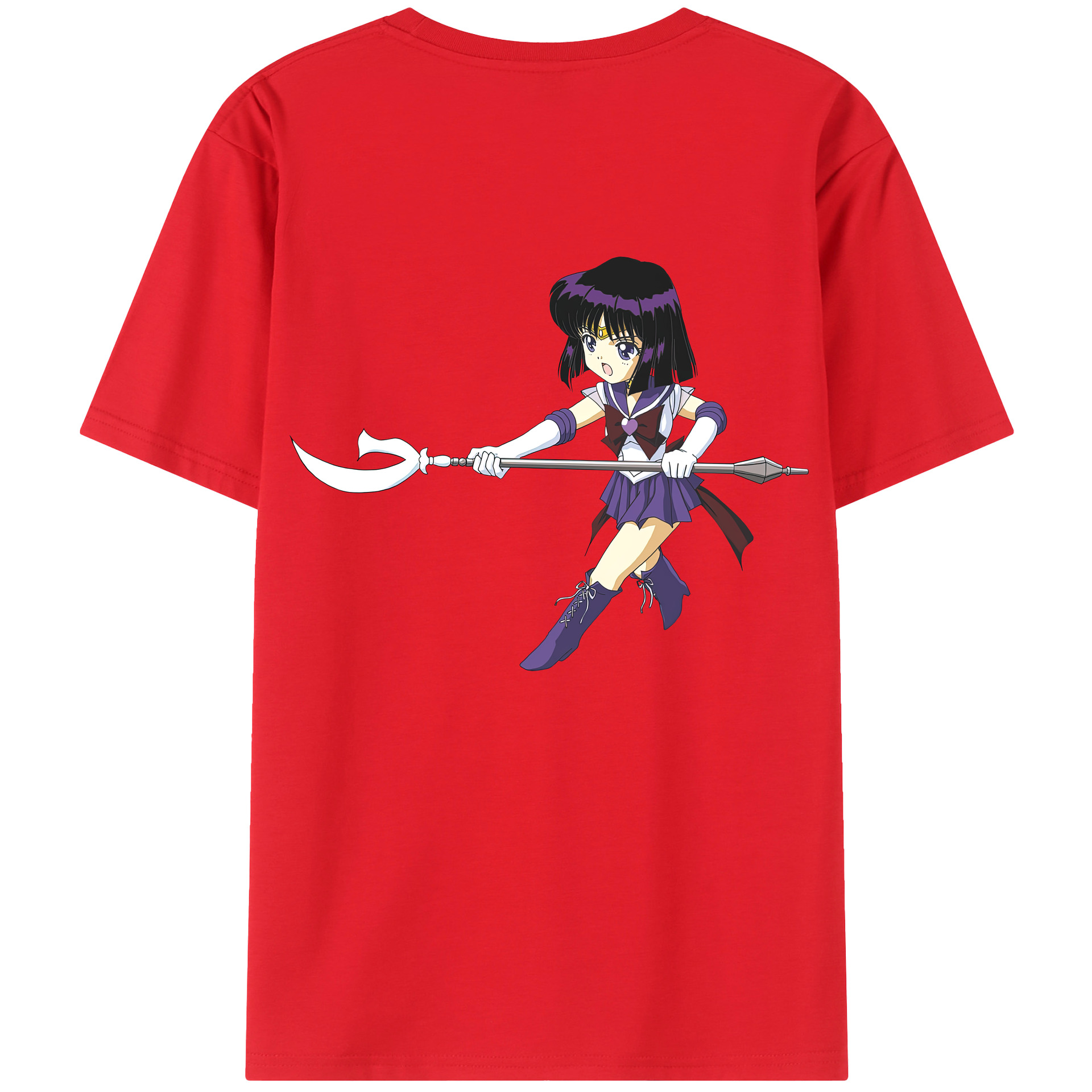 （画像用） 美少女戦士セーラームーン 土萠ほたる Sailor Moon Tomoe Hotaru （セーラーサターン；Sailor Saturn） 綿100％半袖Tシャツ（背面プリント）