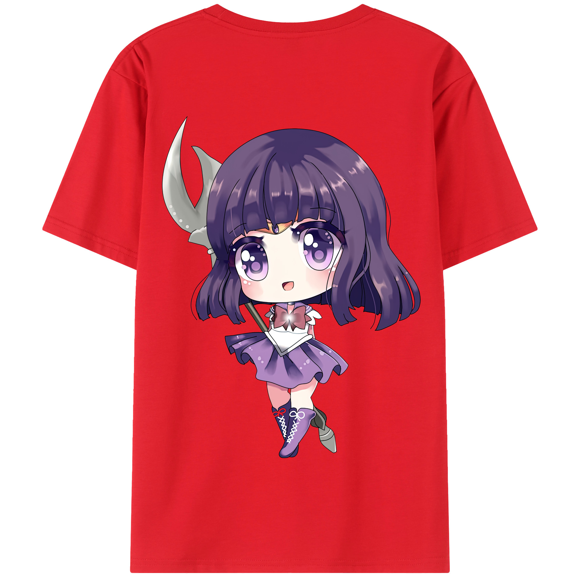 （画像用） 美少女戦士セーラームーン 土萠ほたる Sailor Moon Tomoe Hotaru （セーラーサターン；Sailor Saturn） 綿100％半袖Tシャツ（背面プリント）