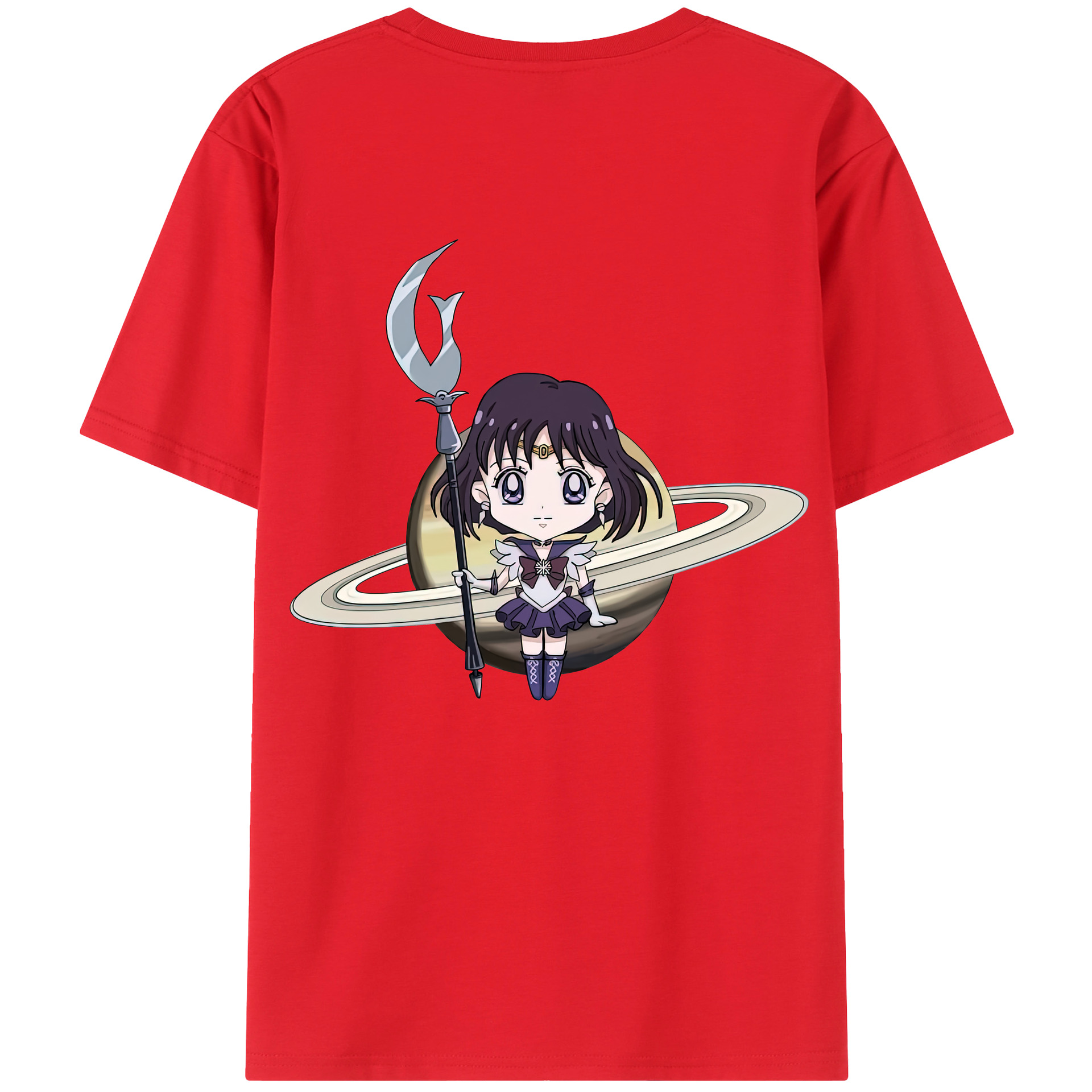 （画像用） 美少女戦士セーラームーン 土萠ほたる Sailor Moon Tomoe Hotaru （セーラーサターン；Sailor Saturn） 綿100％半袖Tシャツ（背面プリント）