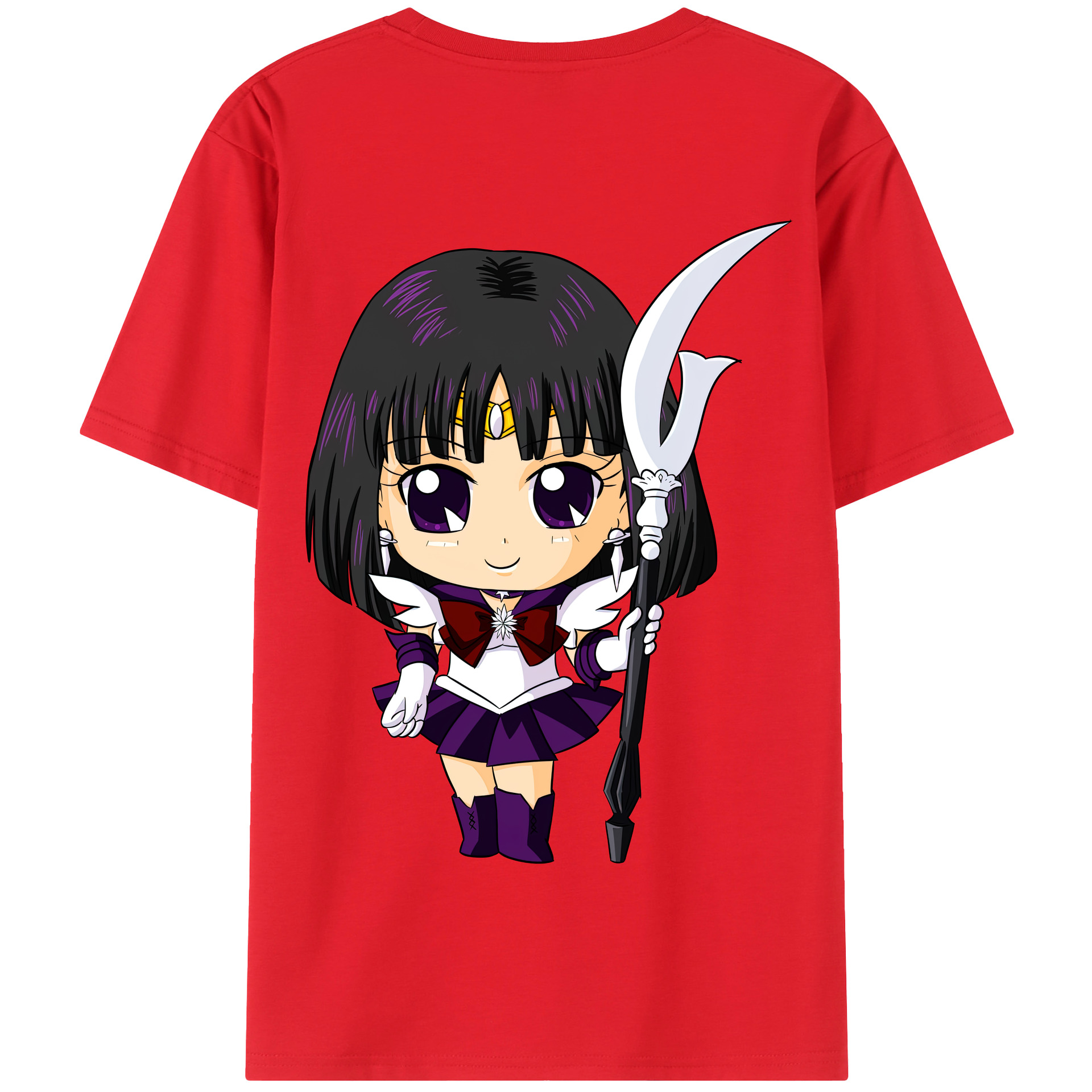 （画像用） 美少女戦士セーラームーン 土萠ほたる Sailor Moon Tomoe Hotaru （セーラーサターン；Sailor Saturn） 綿100％半袖Tシャツ（背面プリント）