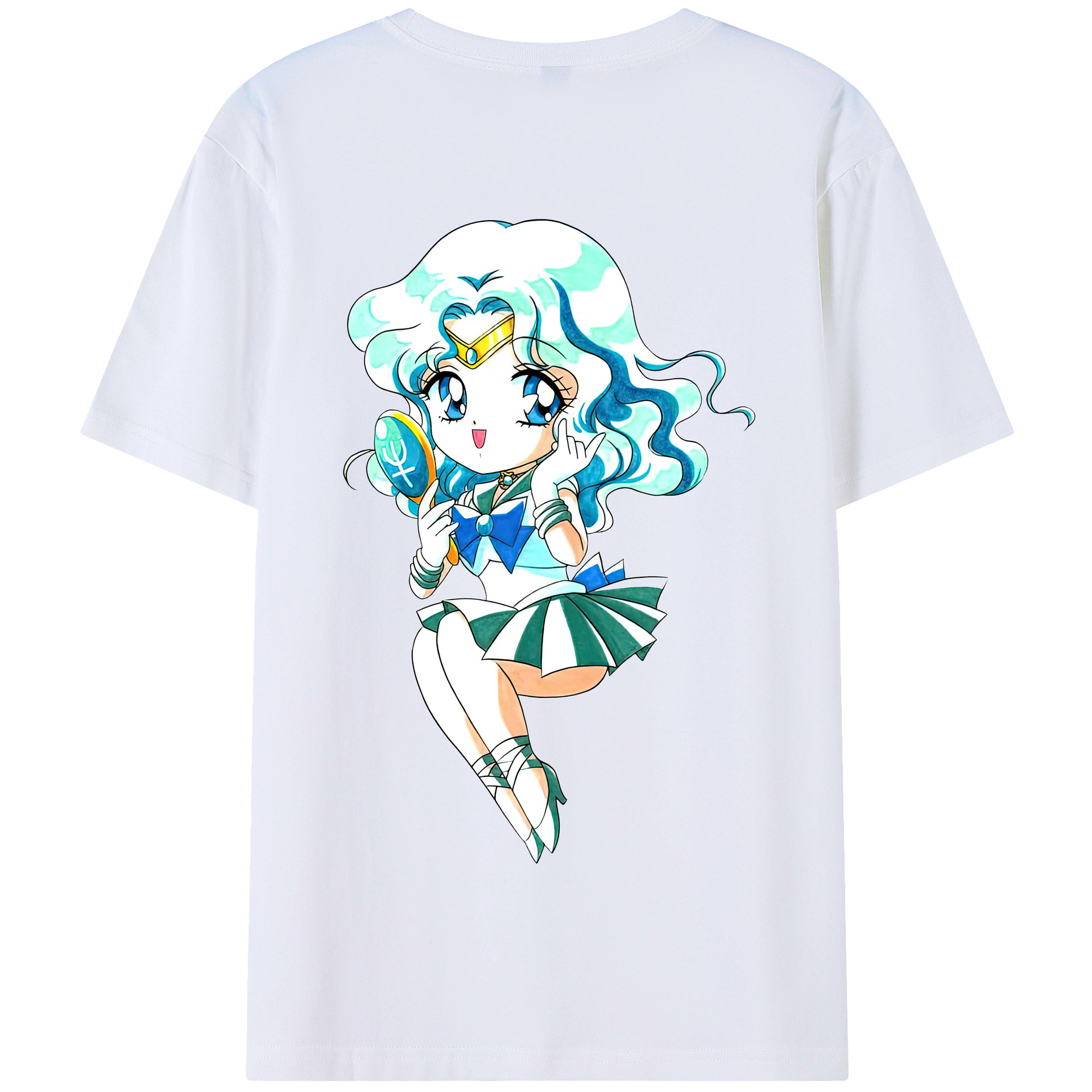 （画像用） 美少女戦士セーラームーン 海王 みちる（かいおう みちる） Sailor Moon Kaiou Michiru 綿100％半袖Tシャツ（背面プリント）