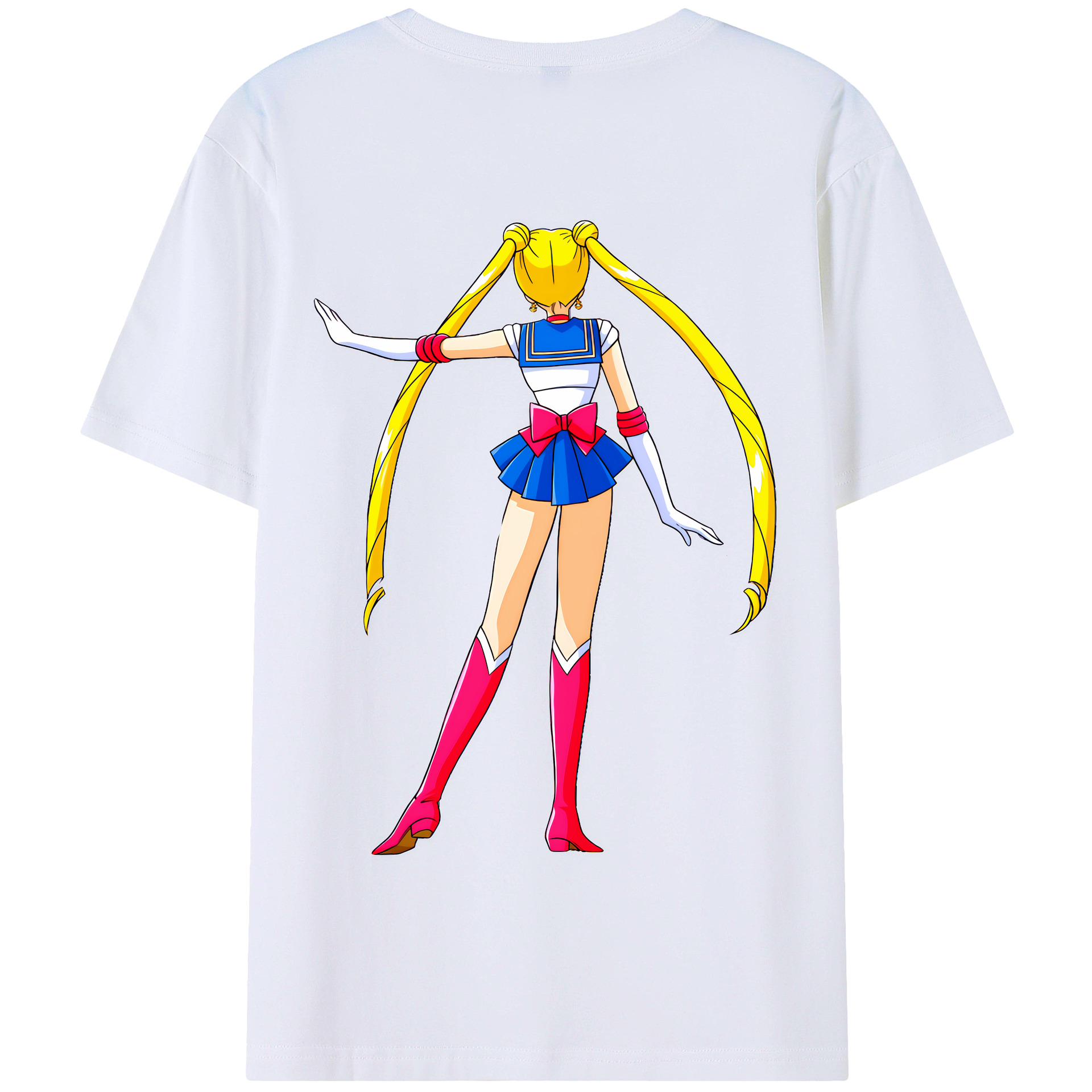 （画像用） 美少女戦士セーラームーン 月野 うさぎ つきの うさぎ Sailor Moon Tsukino Usagi 綿100％半袖Tシャツ（背面プリント）