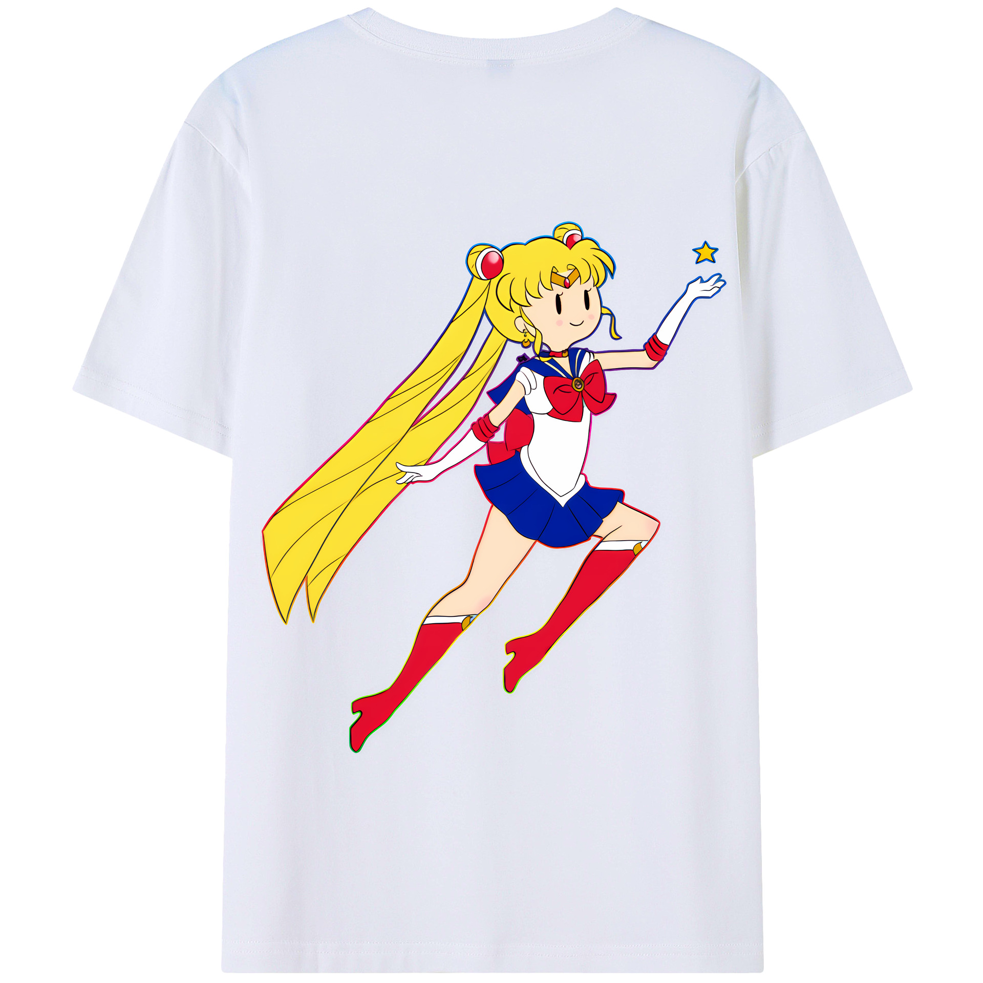 （画像用） 美少女戦士セーラームーン 月野 うさぎ つきの うさぎ Sailor Moon Tsukino Usagi 綿100％半袖Tシャツ（背面プリント）